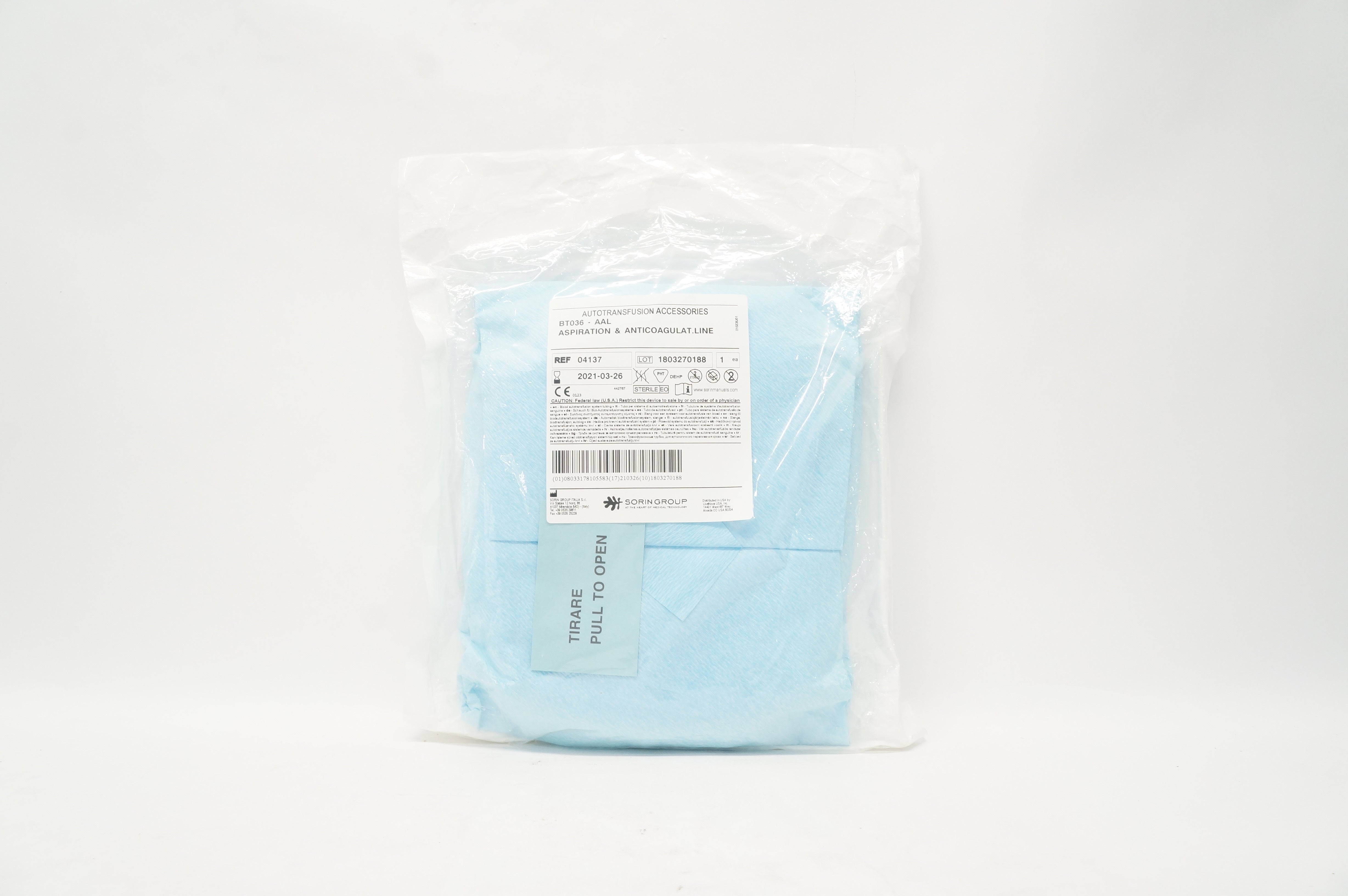 Sorin Group 04137 Blood Autotransfusion System Tubing (x)