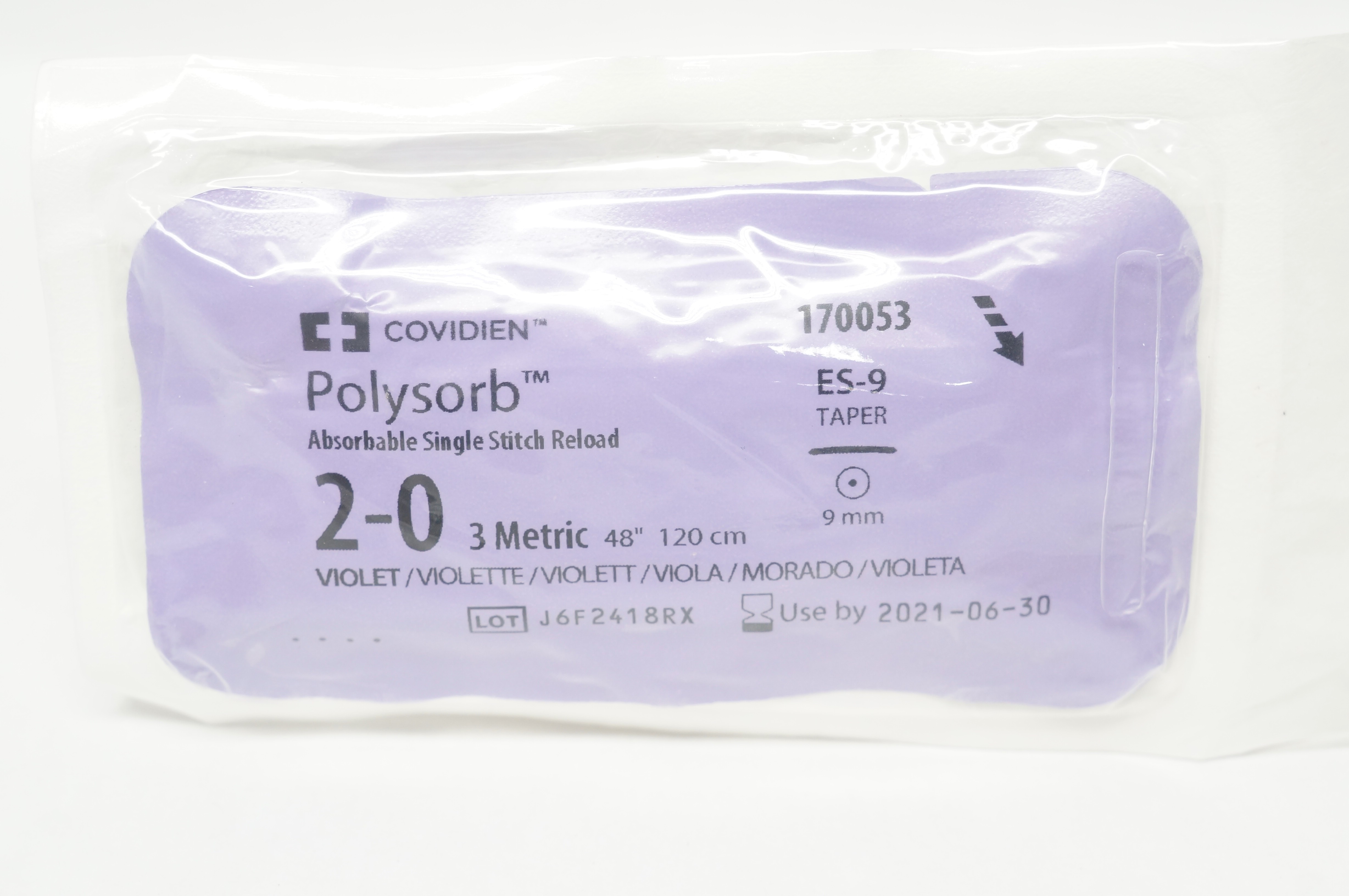 Covidien 170053 Polysorb 2-0  ES-9 9mm Taper 48inch (x)
