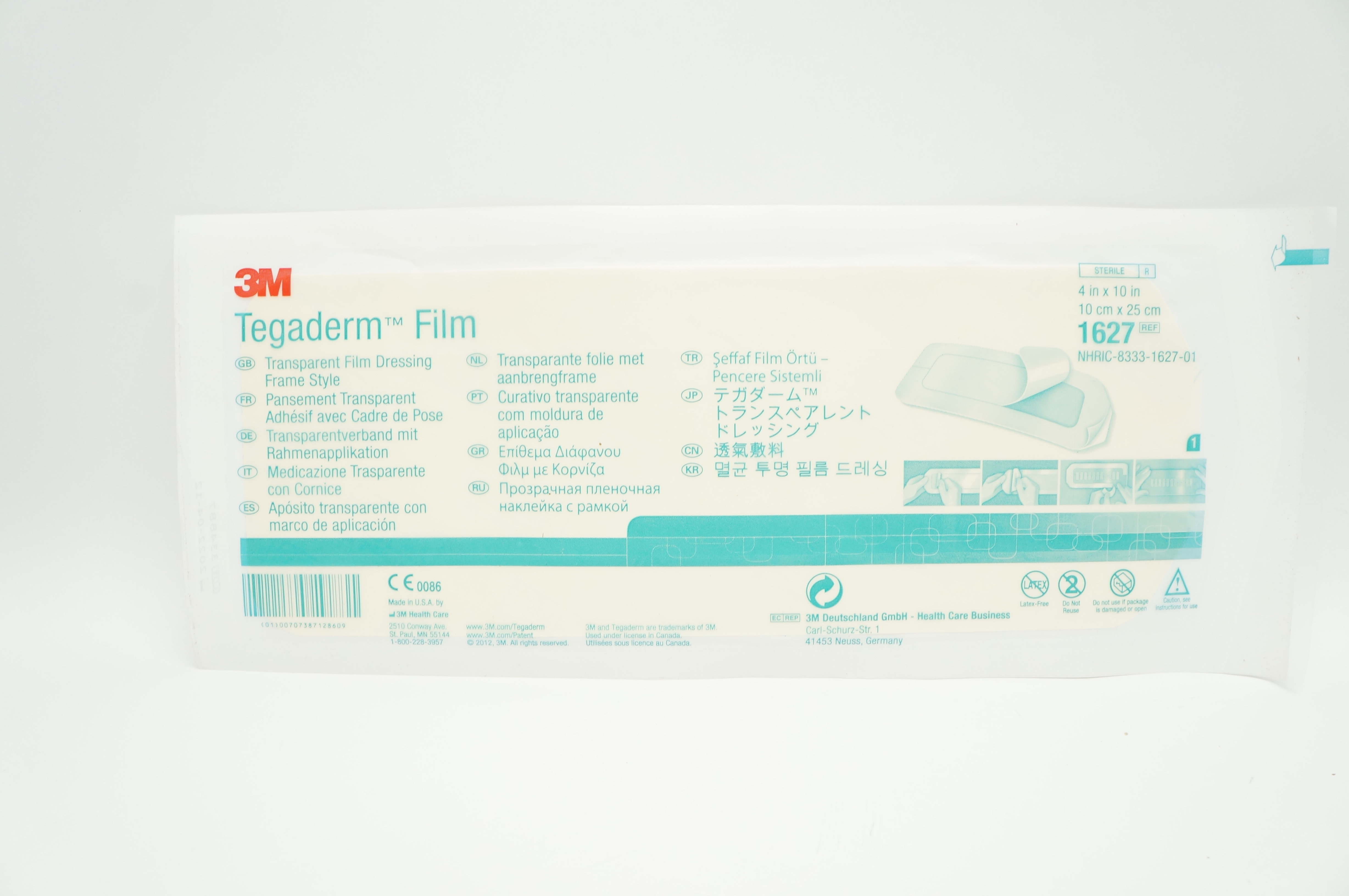 3M 1627 Tegaderm Transparent Film Dressing Frame Style 4inch x 10inch (x)