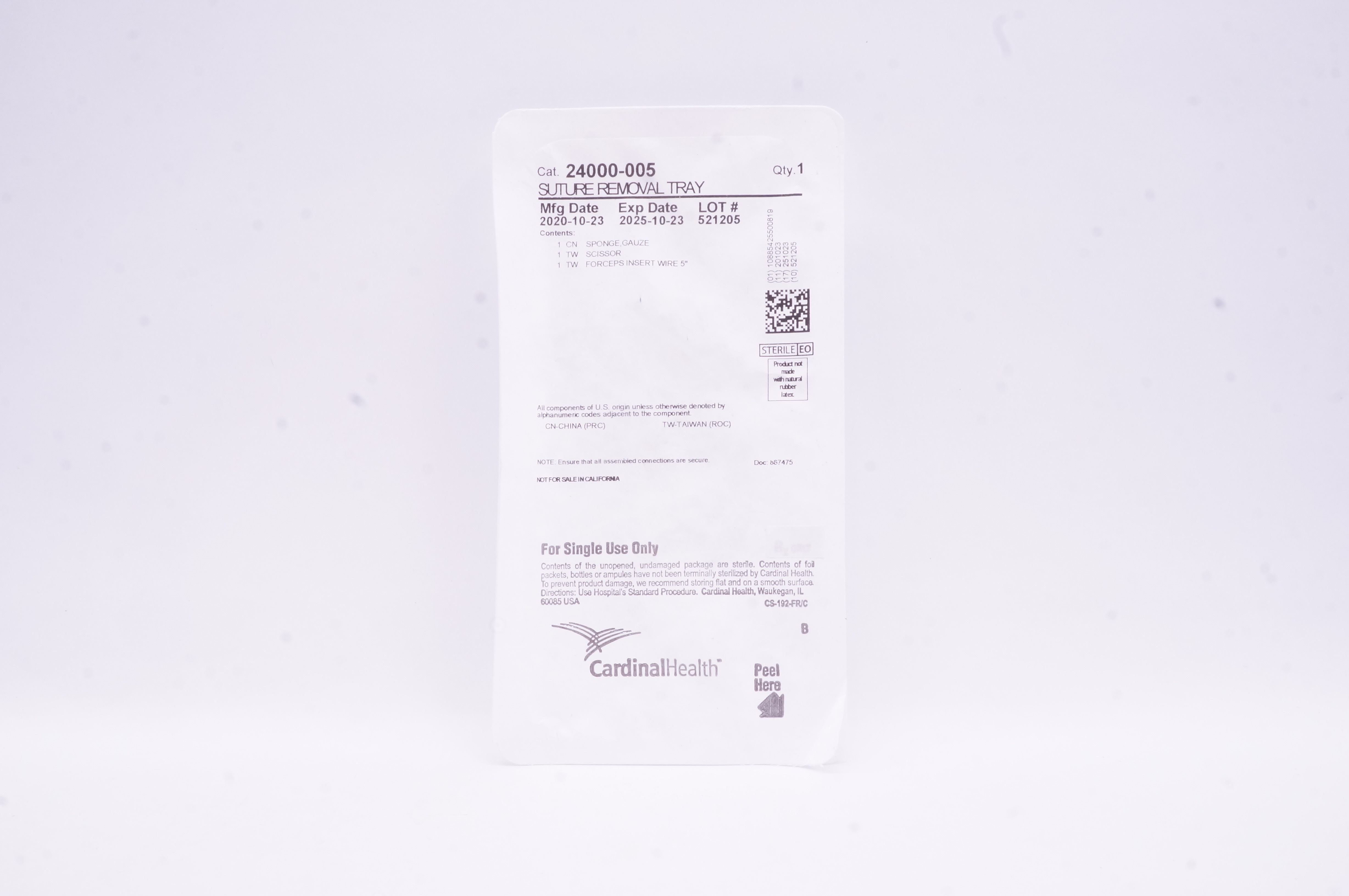 Cardinal Health 24000-005 Stre Removal Tray