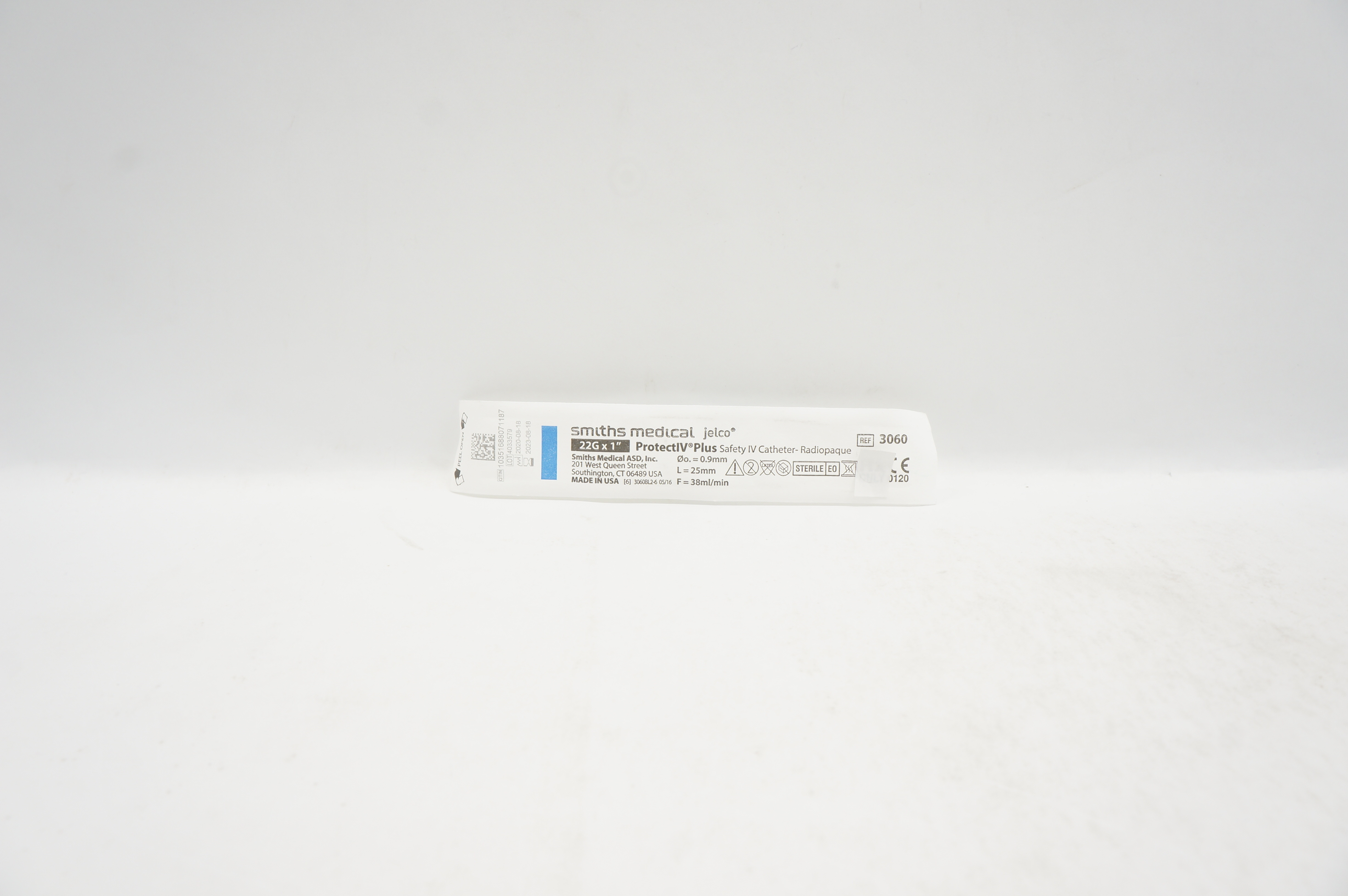 Smiths Medical 3060 Jelco ProtectIV Plus Safety Cath. 22G x 1inch, 38ml/min