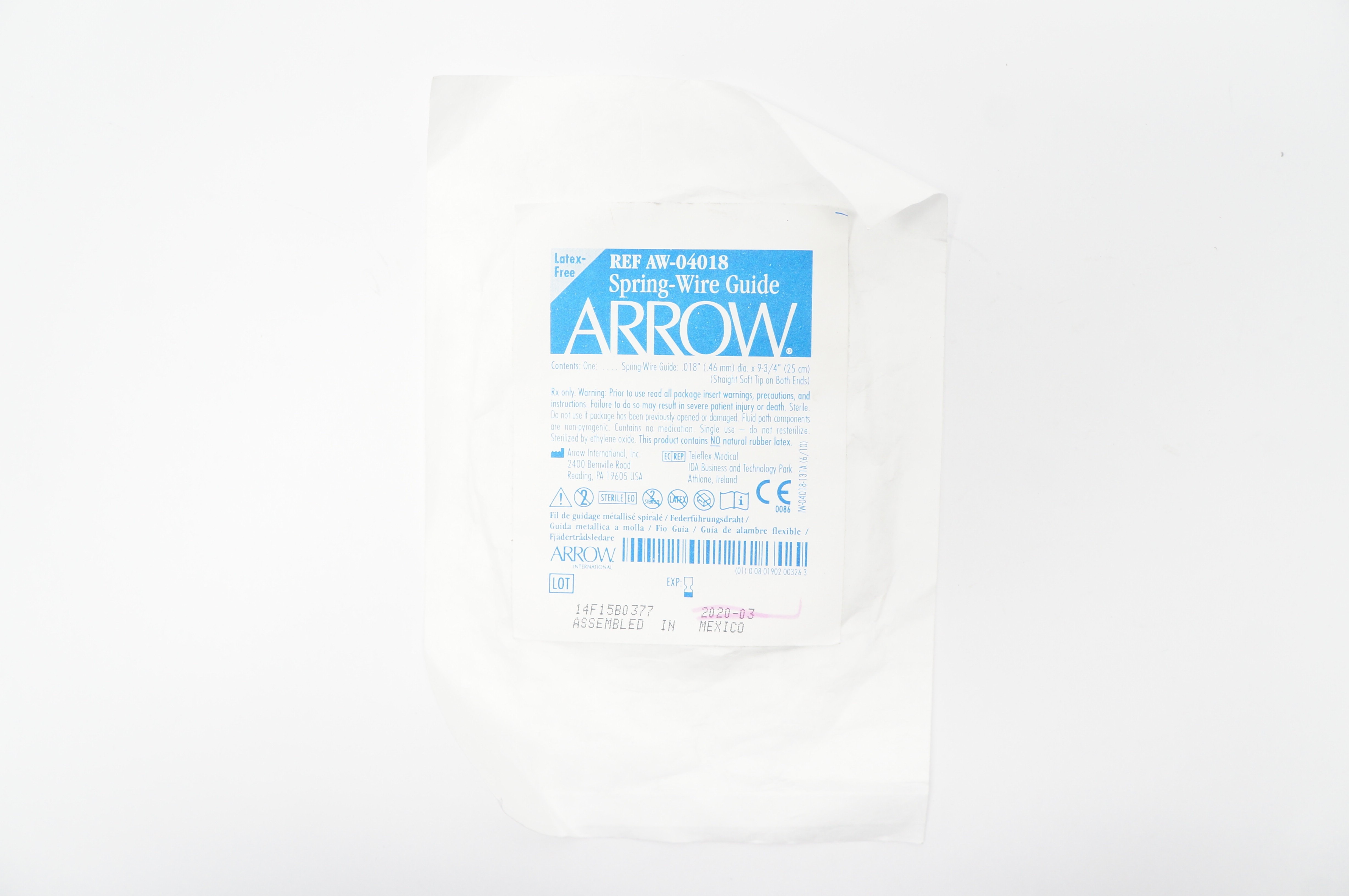 Arrow AW-04018 Spring-Wire Guide .018inch dia. x 9-3/4inch Straight Soft Tip (x)