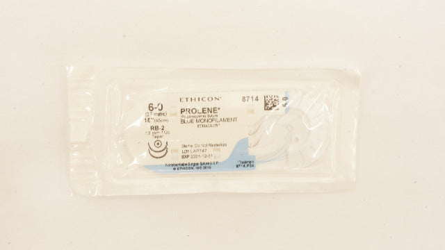 Ethicon 8714 6-0 PROLENE Polypropylene Stre RB-2 13mm 1/2c Taper, 18inch (x)