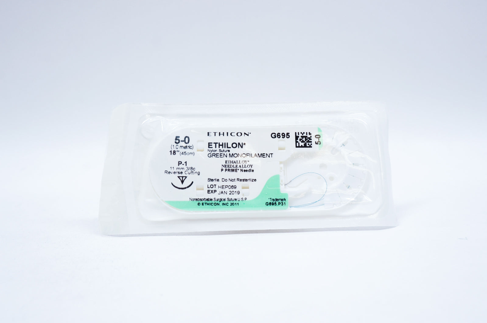 Ethicon G695 ETHILON, P-1, 11mm 3/8c, Reverse Cutting, 18inch (x) - Lot of 4