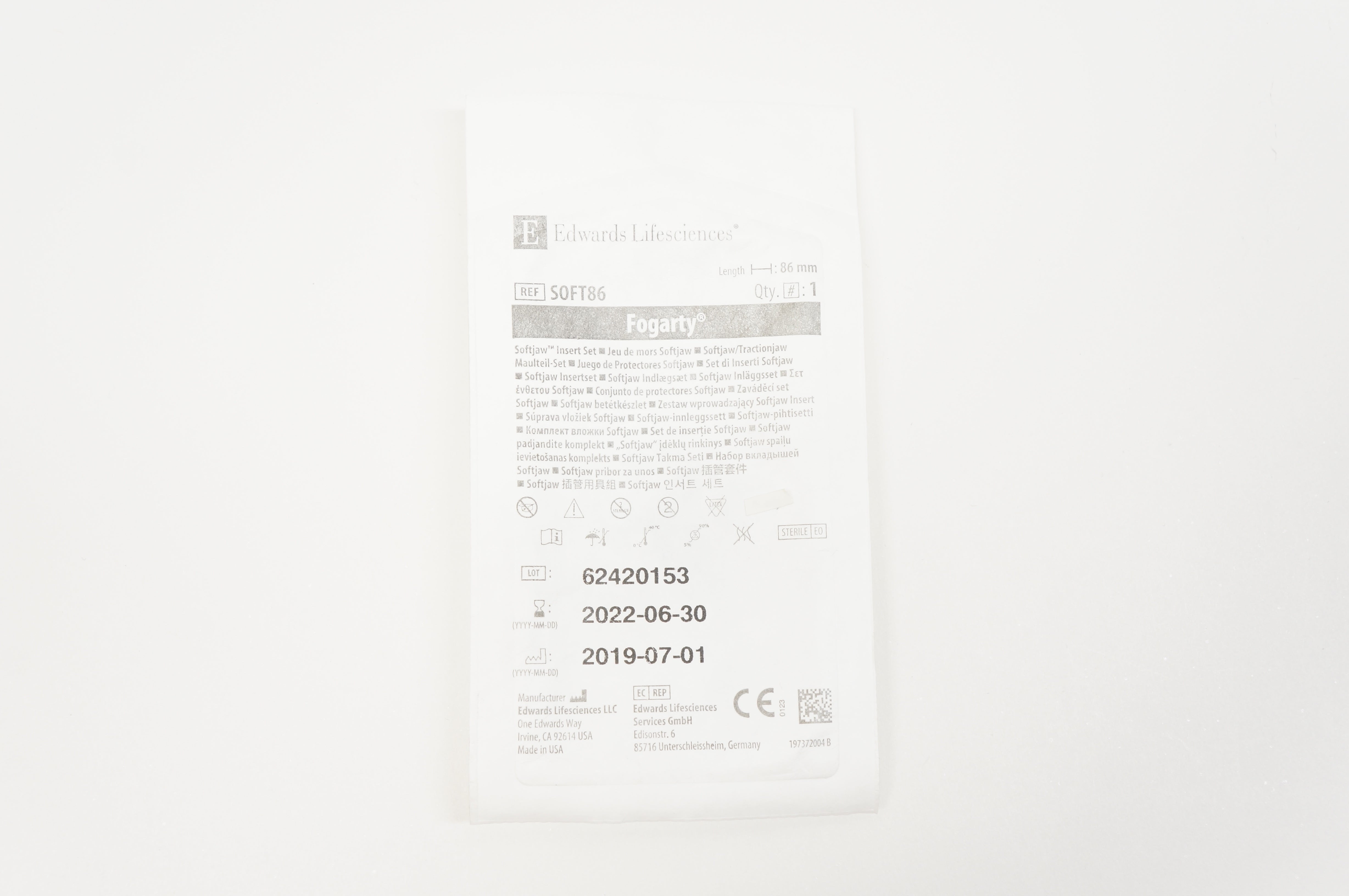 Edwards Lifesciences SOFT86 Fogarty Softjaw Insert Set 86mm