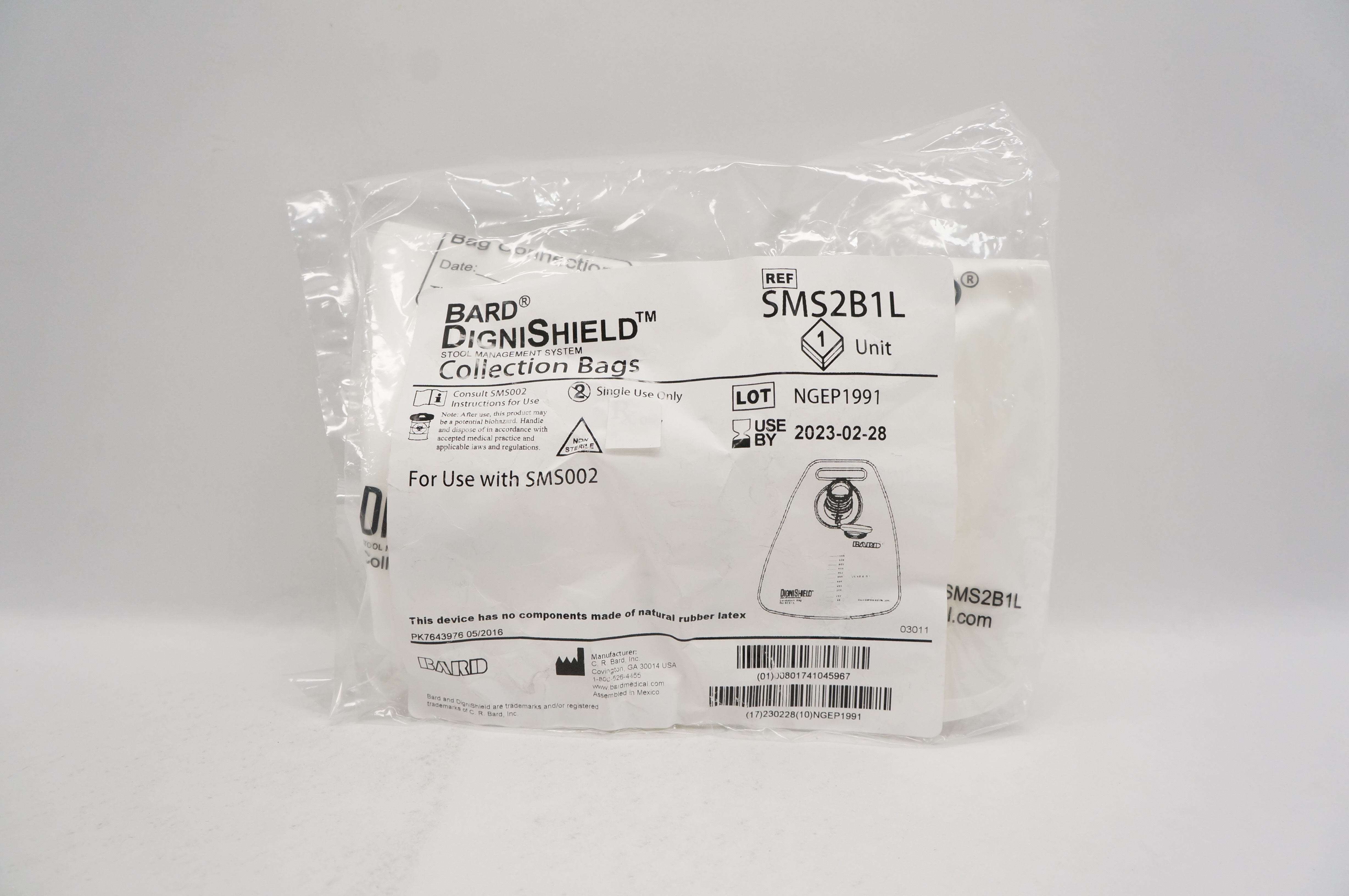 Bard SMS2B1L DigniShield Stool Management System Collection Bags