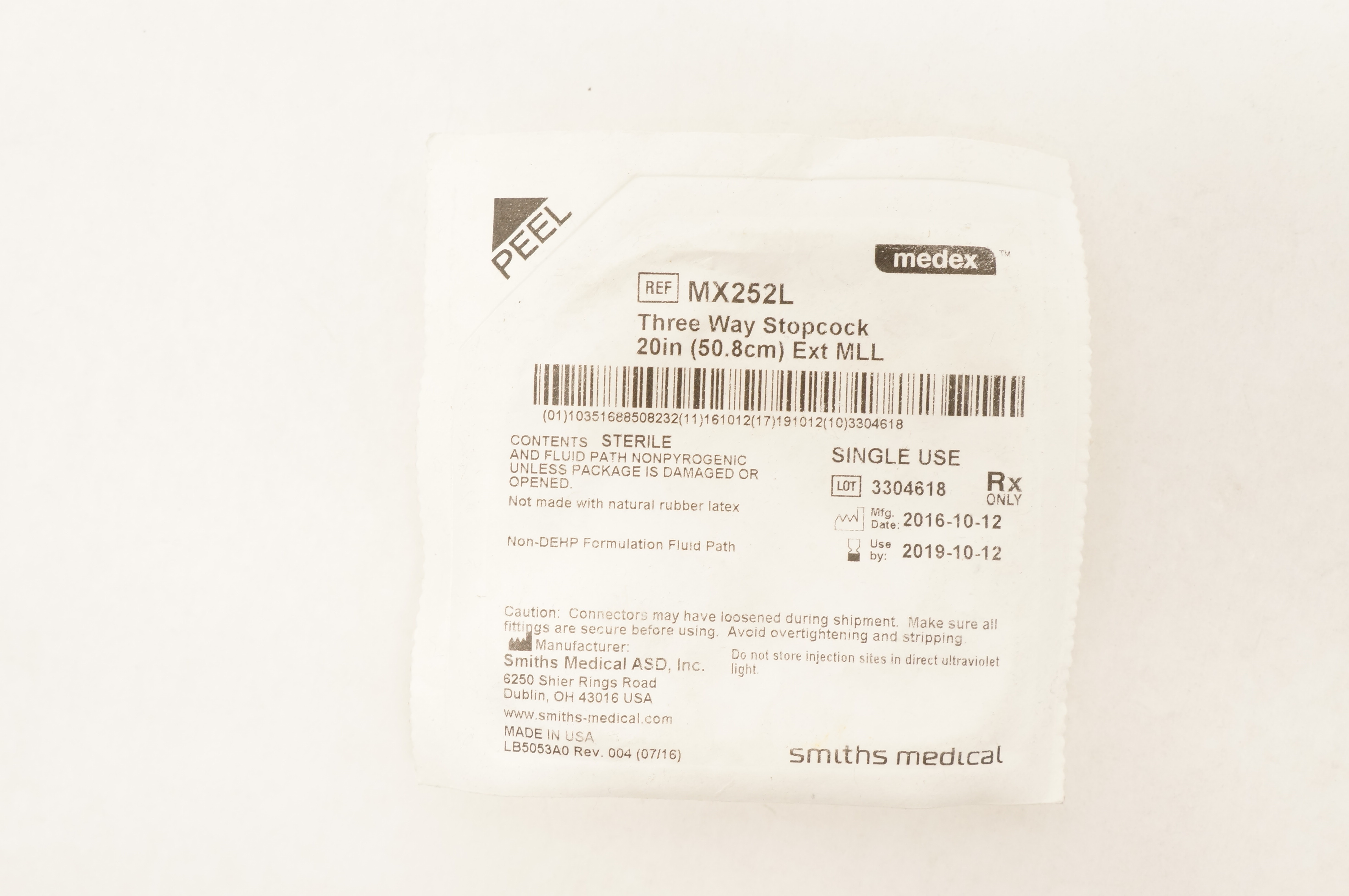 Smiths Medical MX252L Three Way Stopcock 20inch Ext MLL (x)