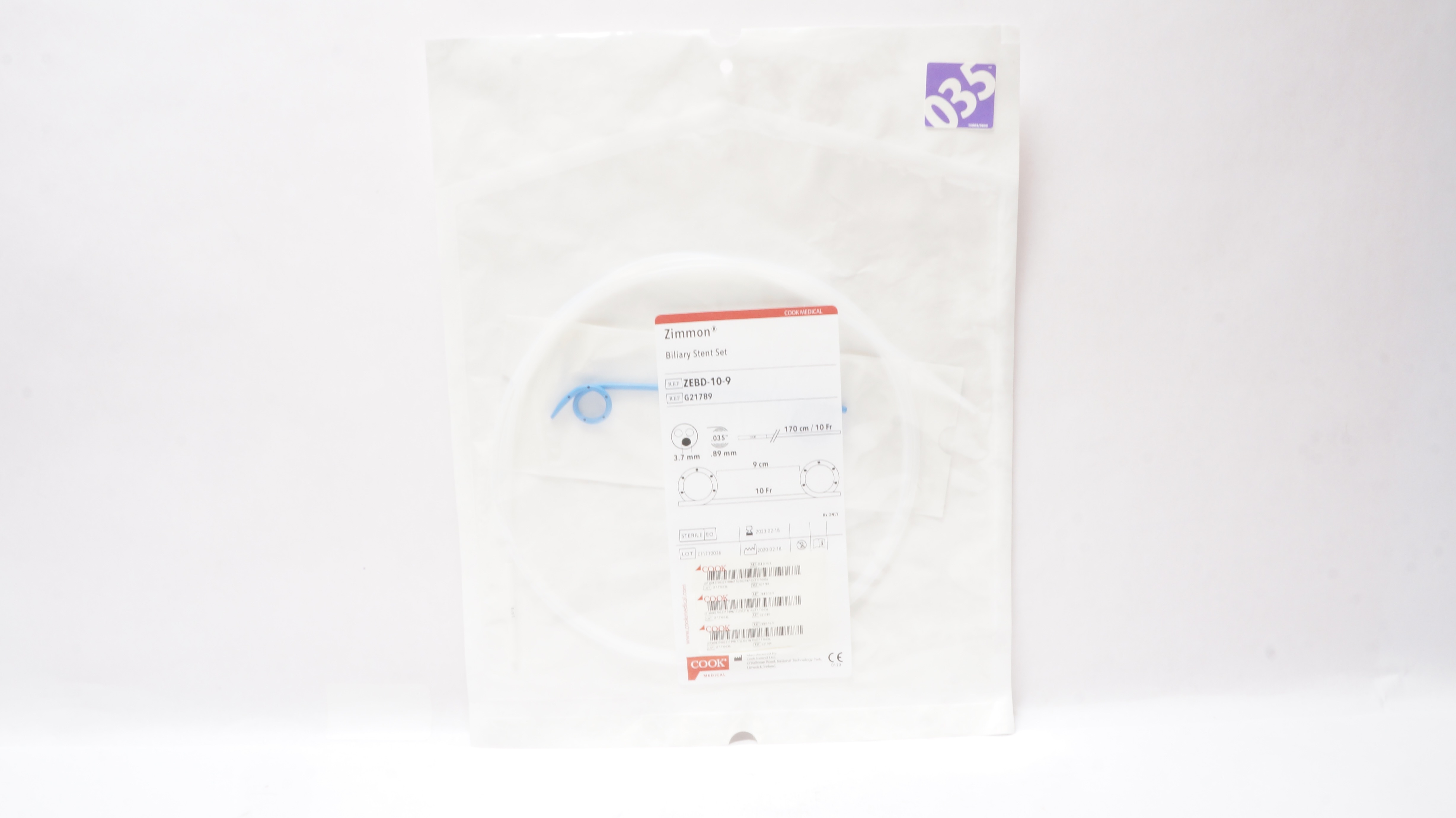 Cook Medical G21789 Zimmon Biliary Stent Set 9cm x 10Fr (x)