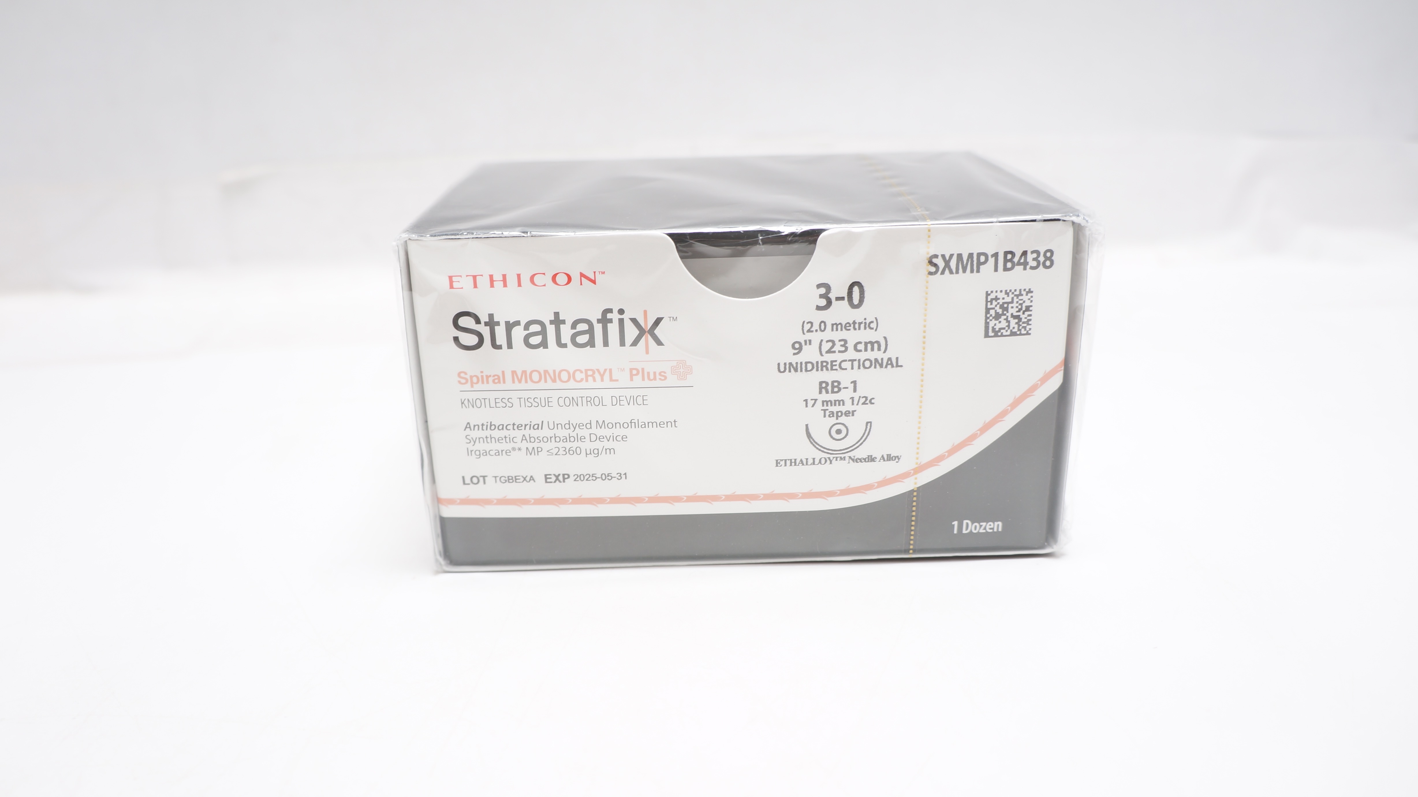 Ethicon SXMP1B438 3-0 Stratafix Stre RB-1 17mm 1/2c Taper 9inch - Box of 12