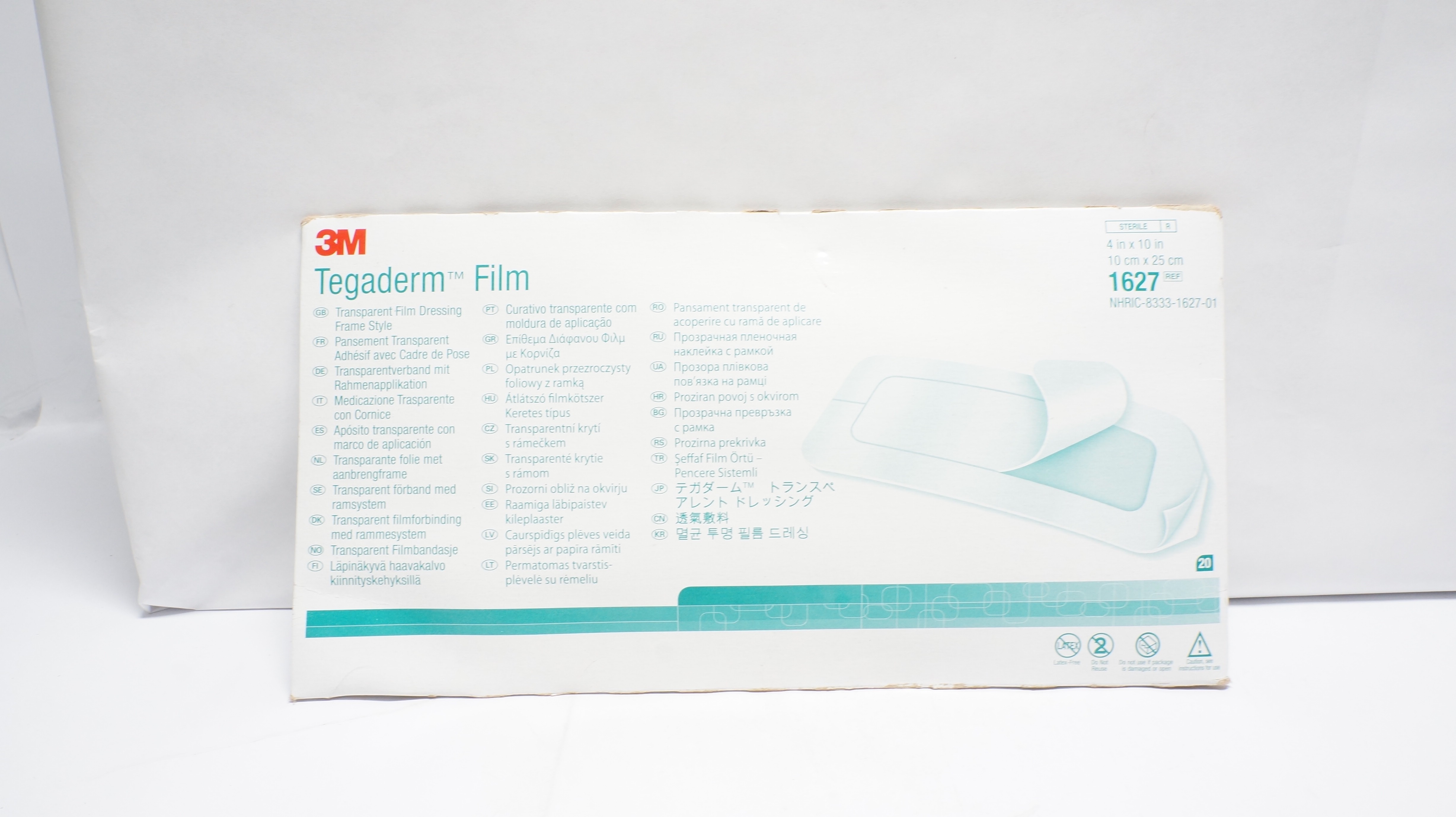 3M 1627 Tegaderm Transparent Film Dressing Frame Style 4 x 10in. (x) - Box of 20