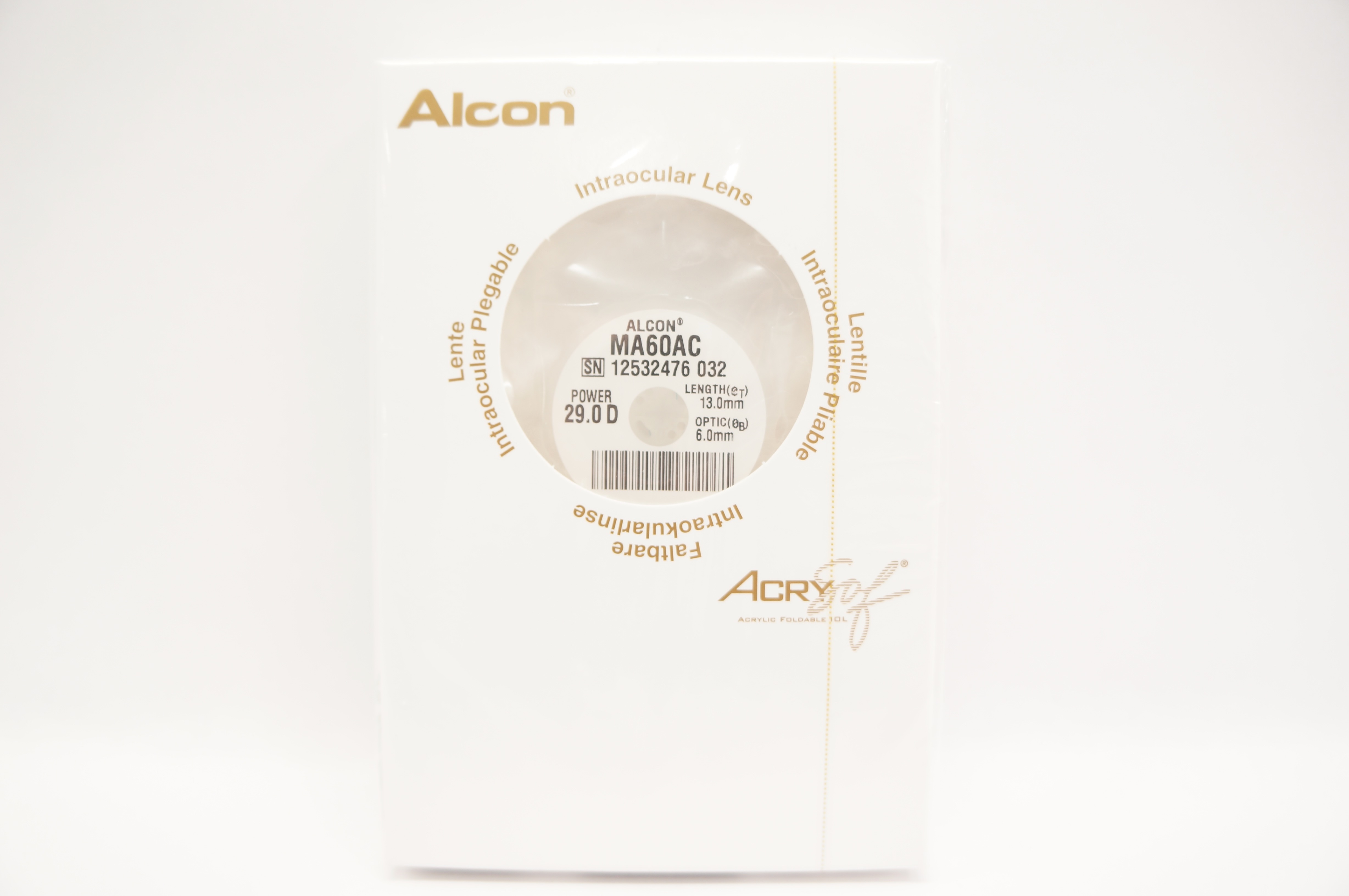 Alcon MA60AC AcrySof Intraocular Lens 29.0D, Length 13.0mm Optic 6.0mm (x)
