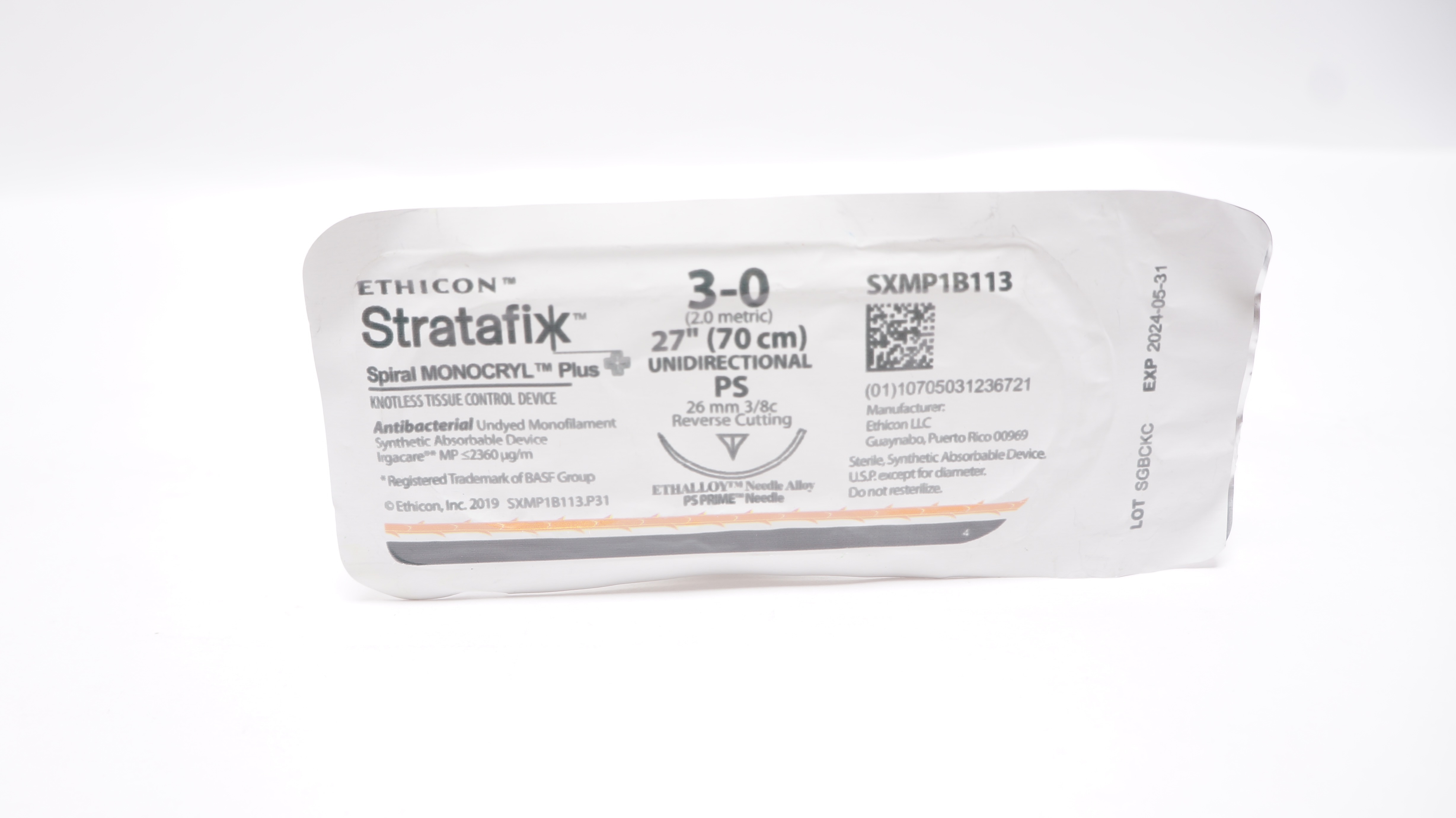 Ethicon SXMP1B113 3-0 Synthetic Stre PS 26mm 3/8c Reverse Cutting 27inch