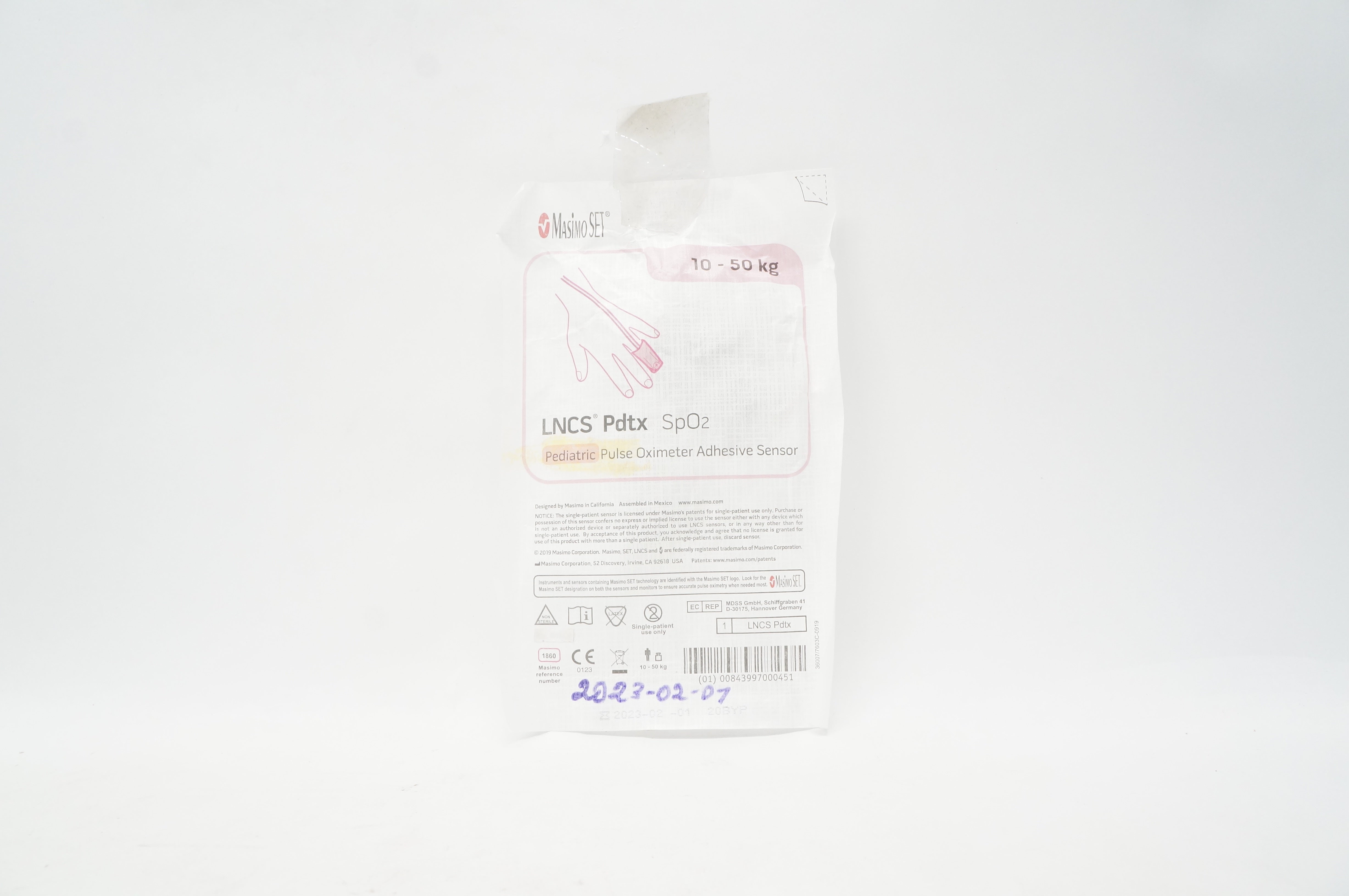 Masimo 1860 LNCS Pdtx SpO2 Pediatric Pulse Oximeter Adhesive Sensor 10-50 kg