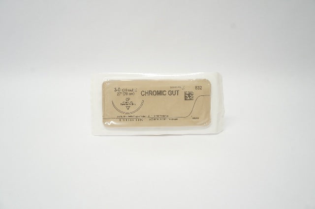 Ethicon 832 3-0 Chromic Gut Reverse Cutting, CP 40 mm, 27 inch Absorbable Stre. (x)