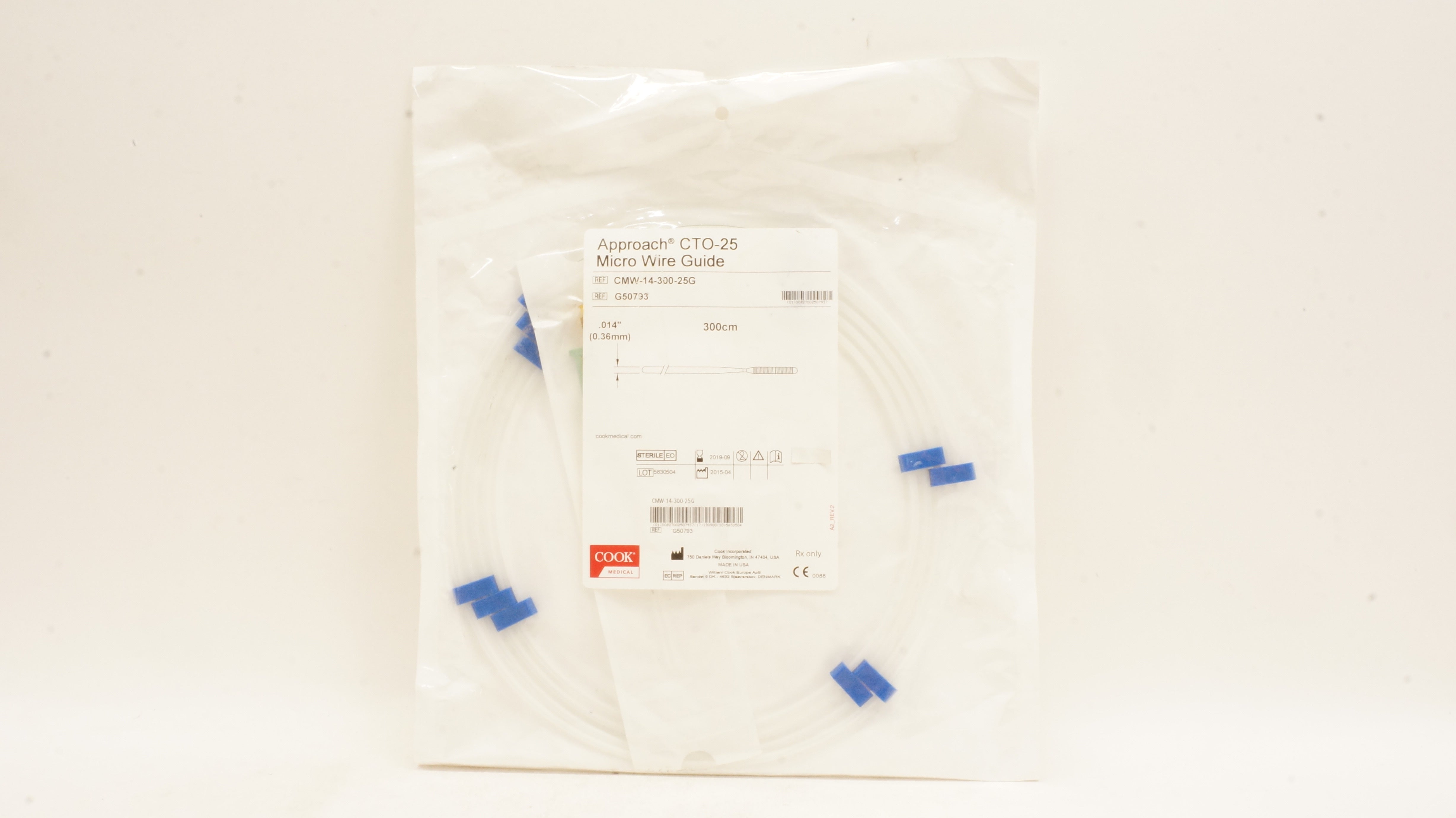 Cook Medical G50793 Approach CTO-25 Micro Wire Guide .014inch x 300cm (x)