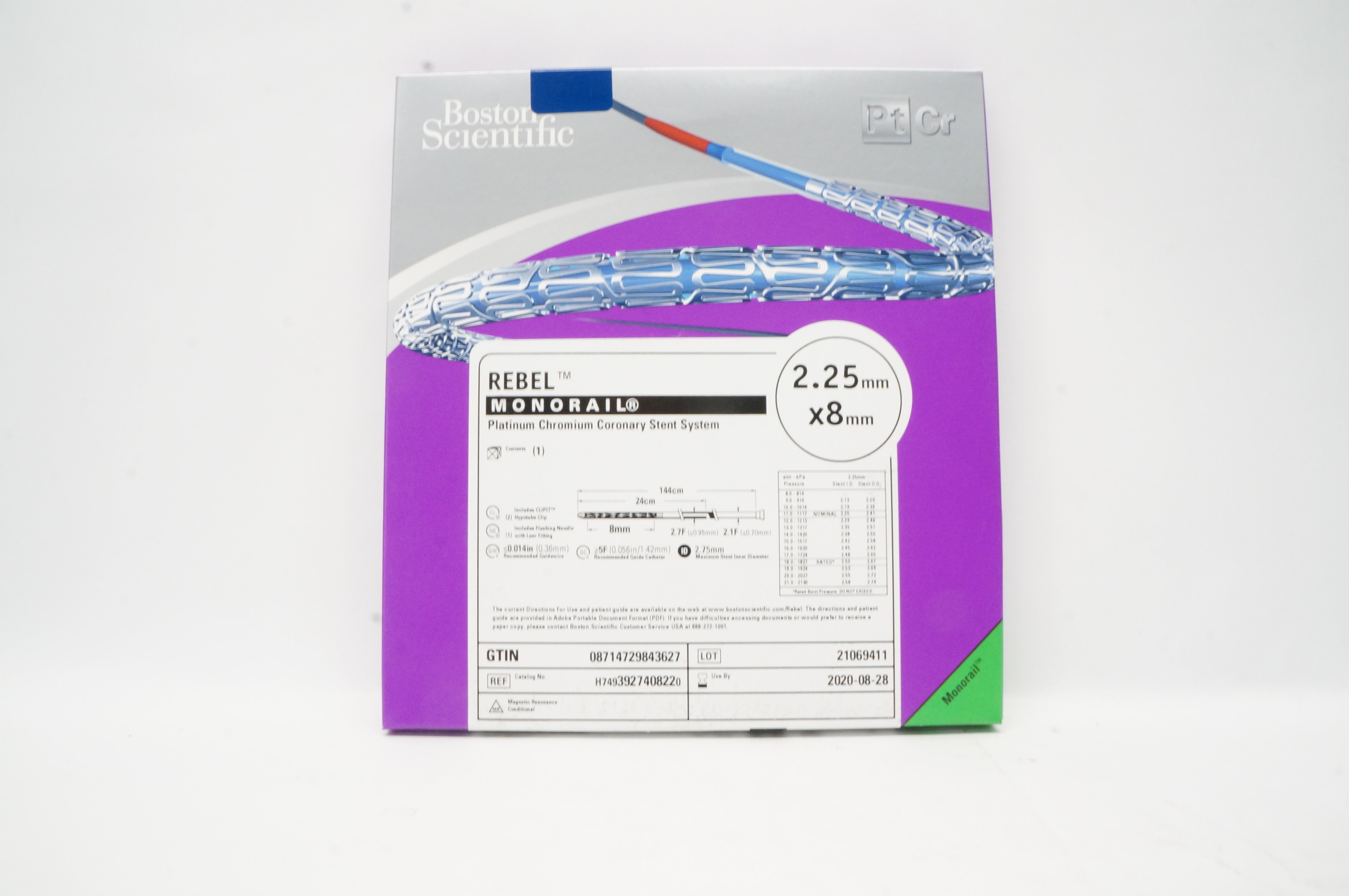 Boston Scientific H7493927408220 Rebel Coronary Stnt System 2.25mm x 8mm (x)