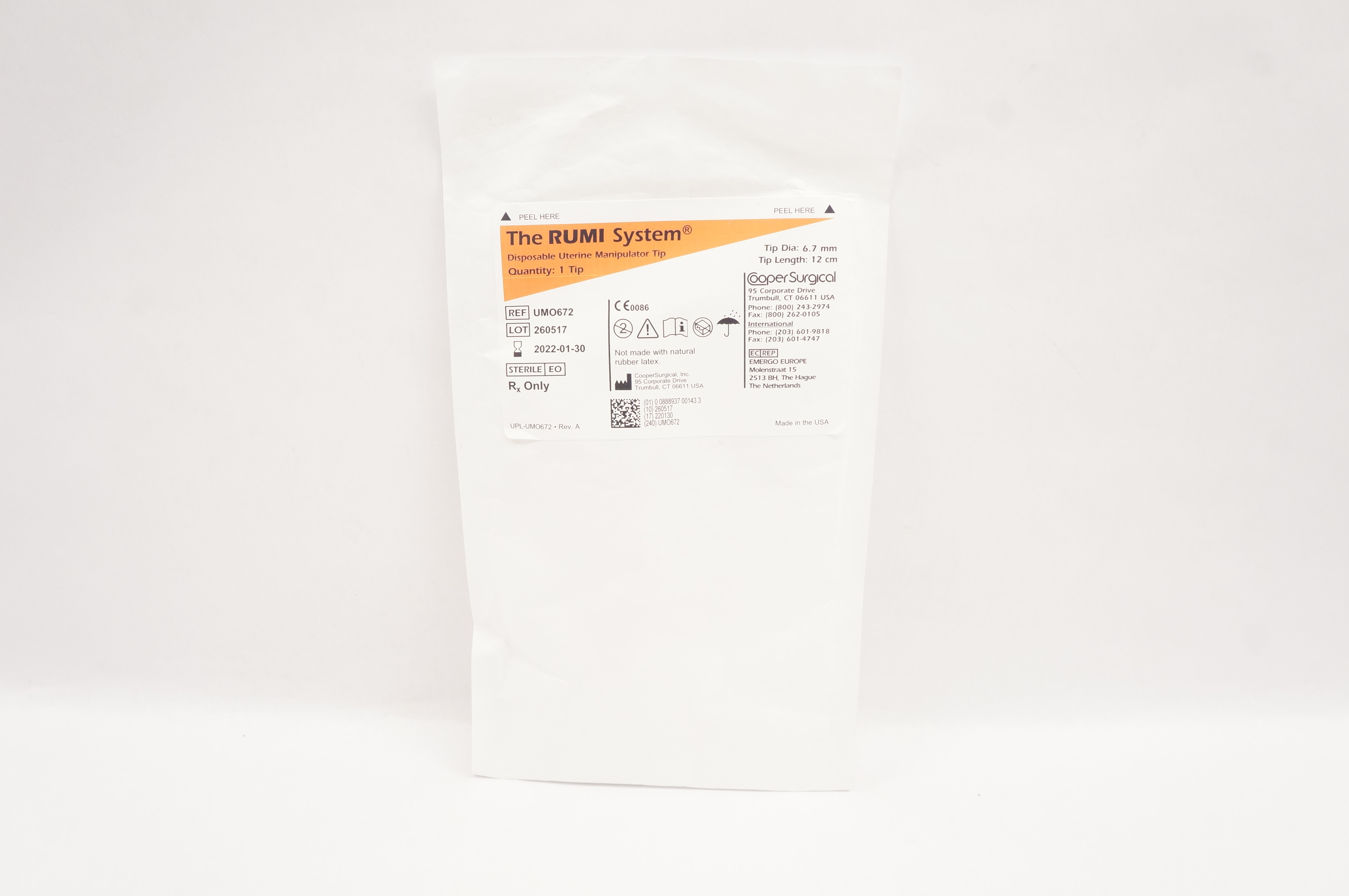 Cooper Surgical UMO672 Disposable Uterine Manipulator Tip 6.7mm x 12cm (x)