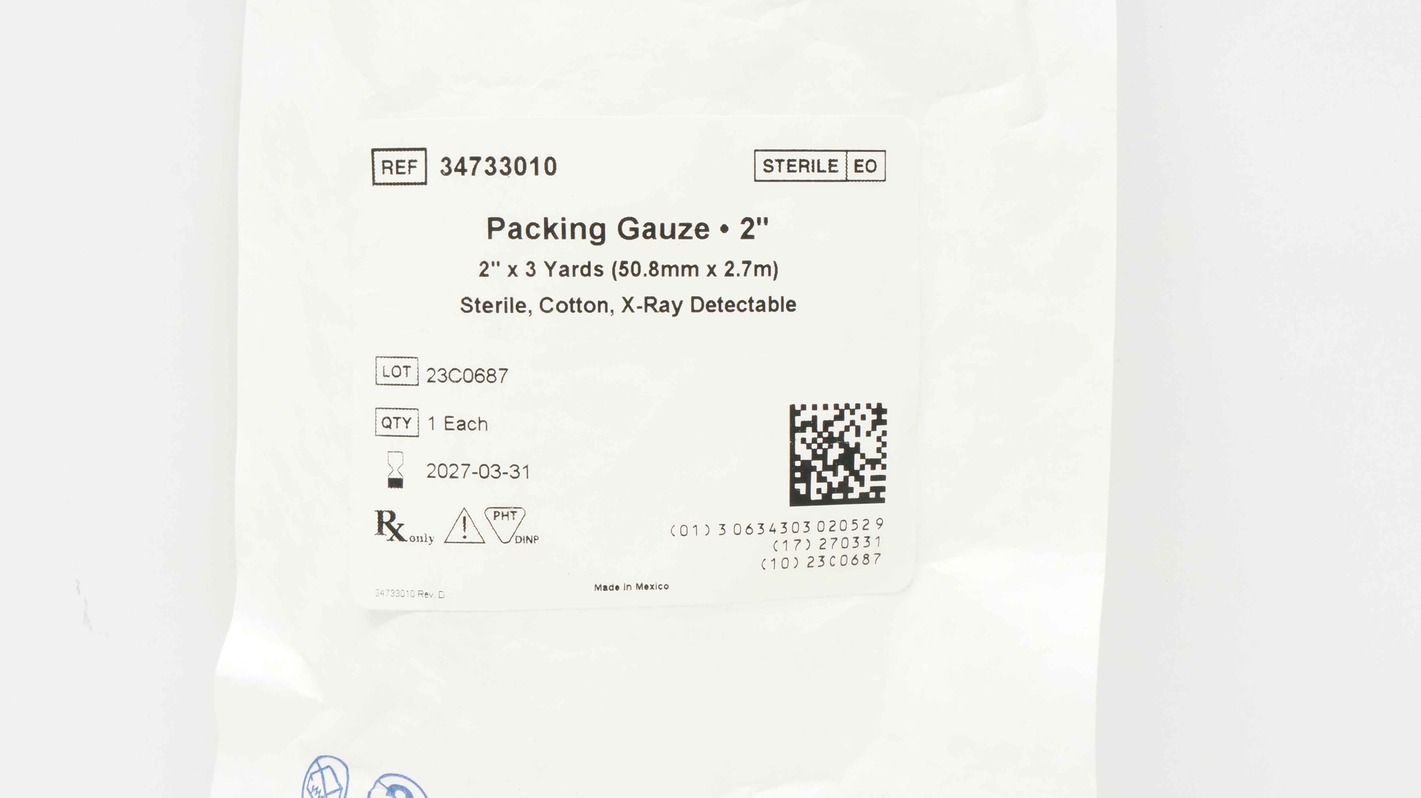 Medsorb 34733010 Fabco ORS Sterile Cotton X-Ray Detectable Gauze 2inch x 3yds