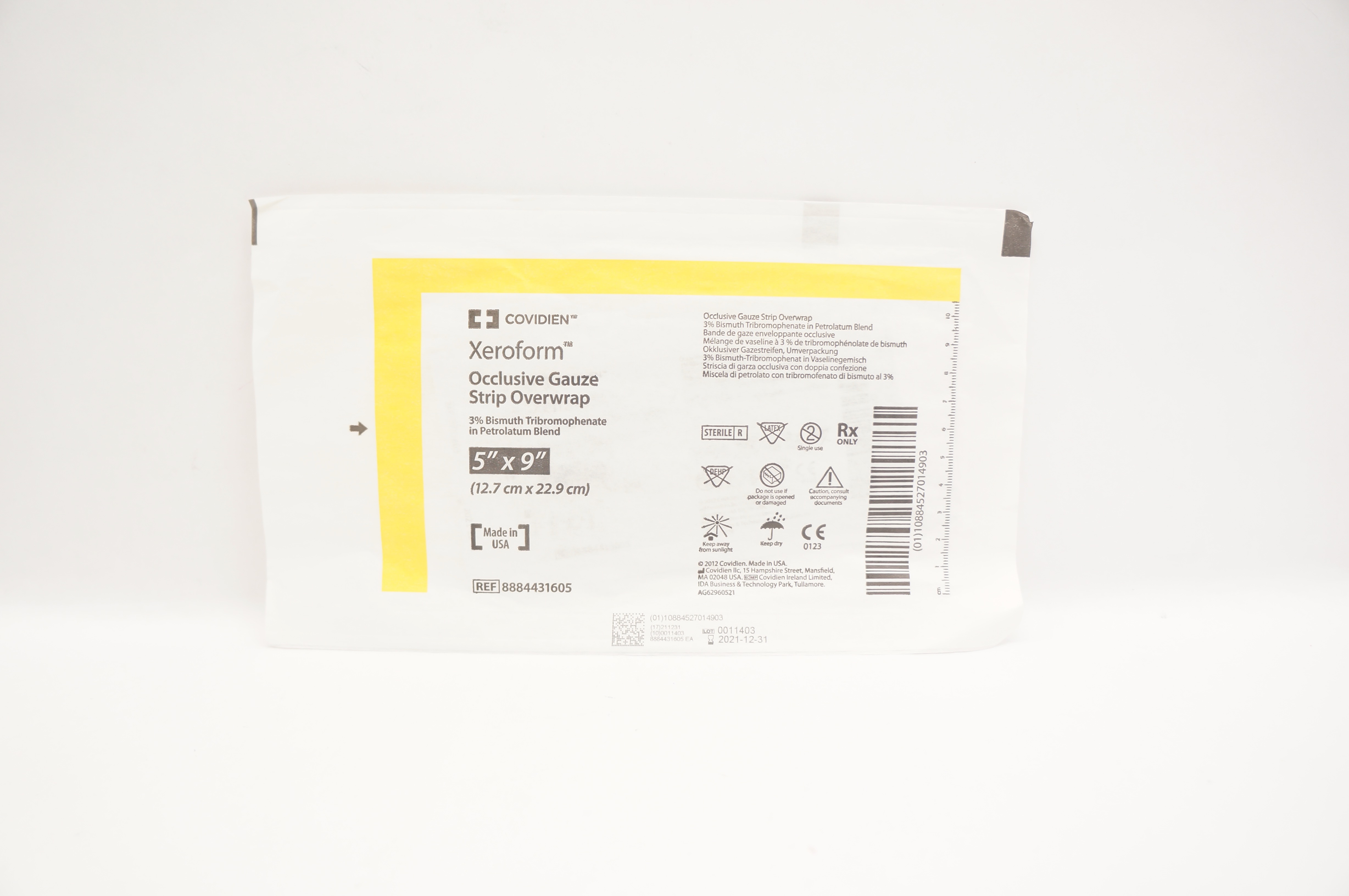 Covidien 8884431605 Xeroform Occlusive Gauze Strip Overwrap 5inch x 9inch