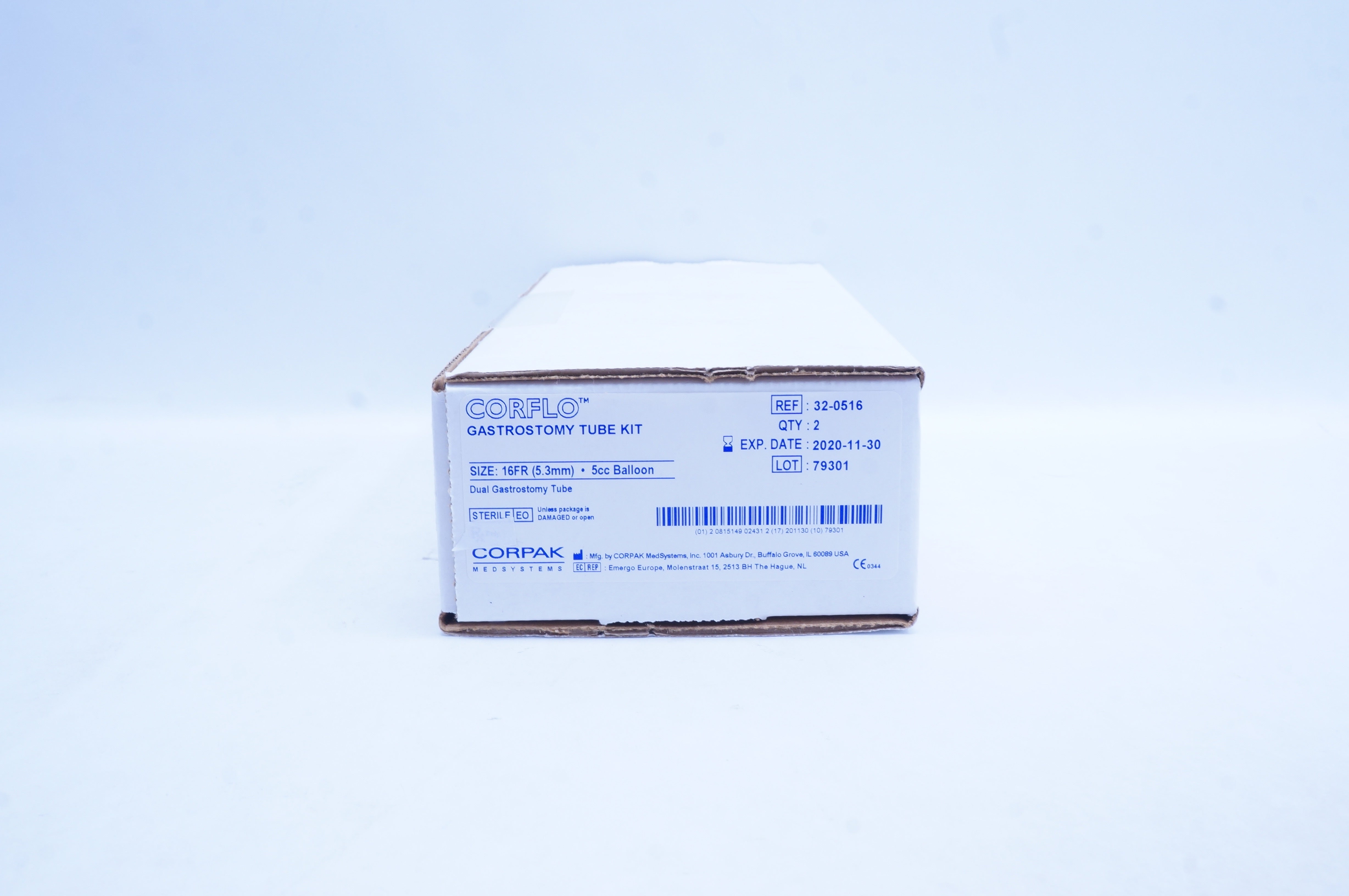 Corpak 32-0516 Corflo Gastrostomy Tube Kit Size: 16Fr 5cc Balloon (x) - Box of 2