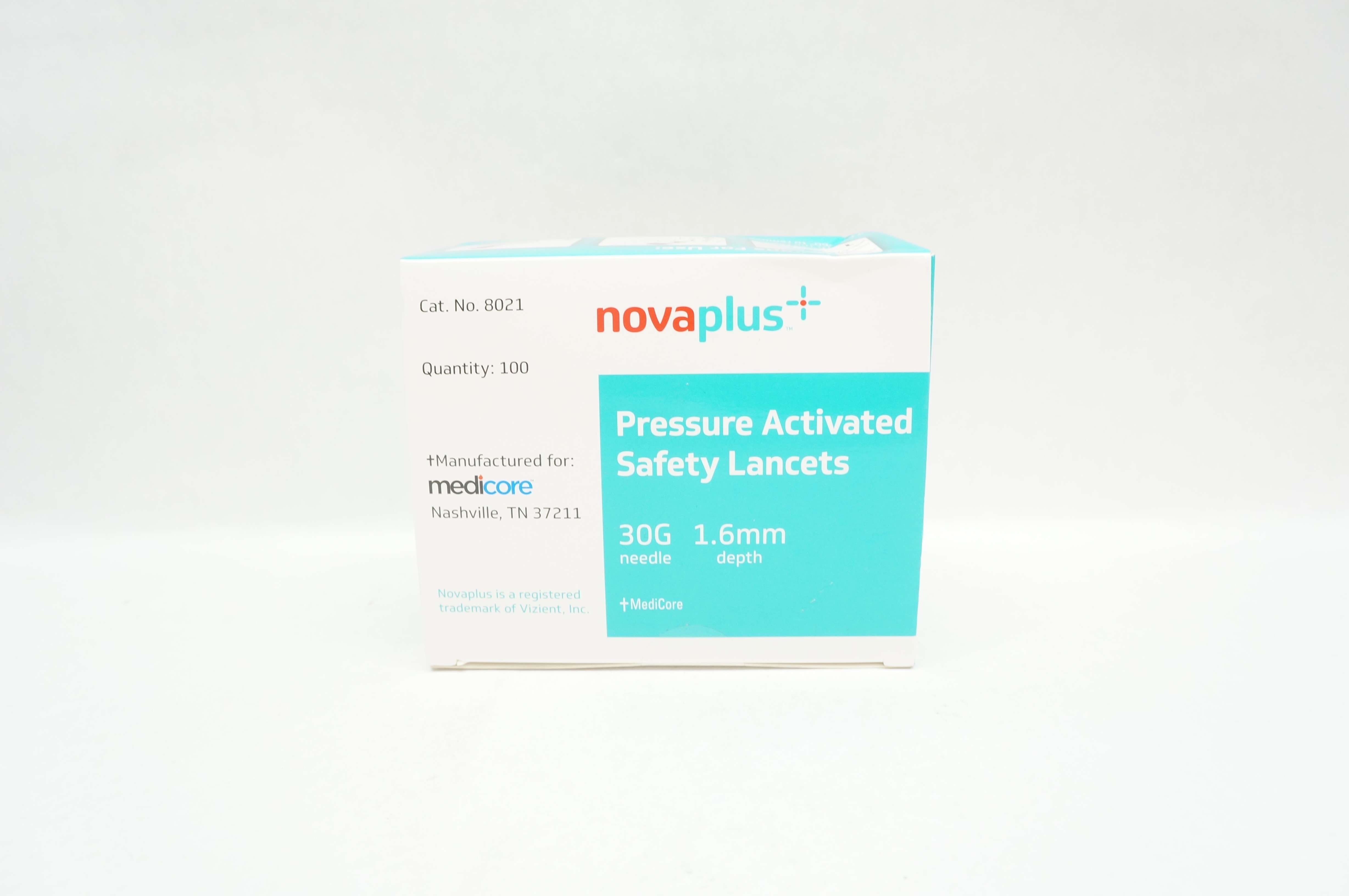 Medicore 8021 Novaplus Pressure Activated Safety Lancets 30G x1.6mm - Box of 100
