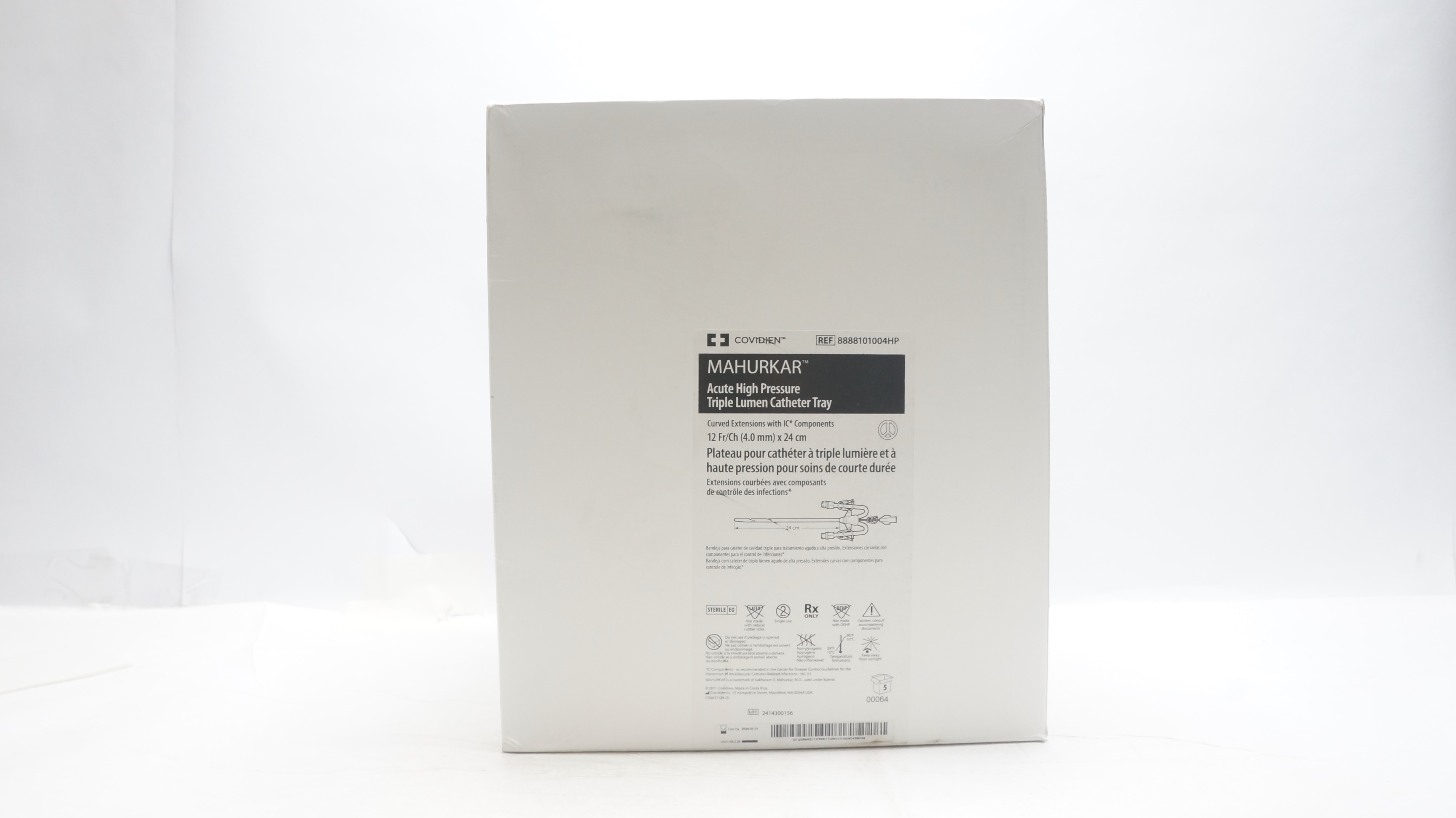 Covidien 8888101004HP MAHURKAR Acute High Pressure Triple Lumen Cath.12Fr-Boxof5