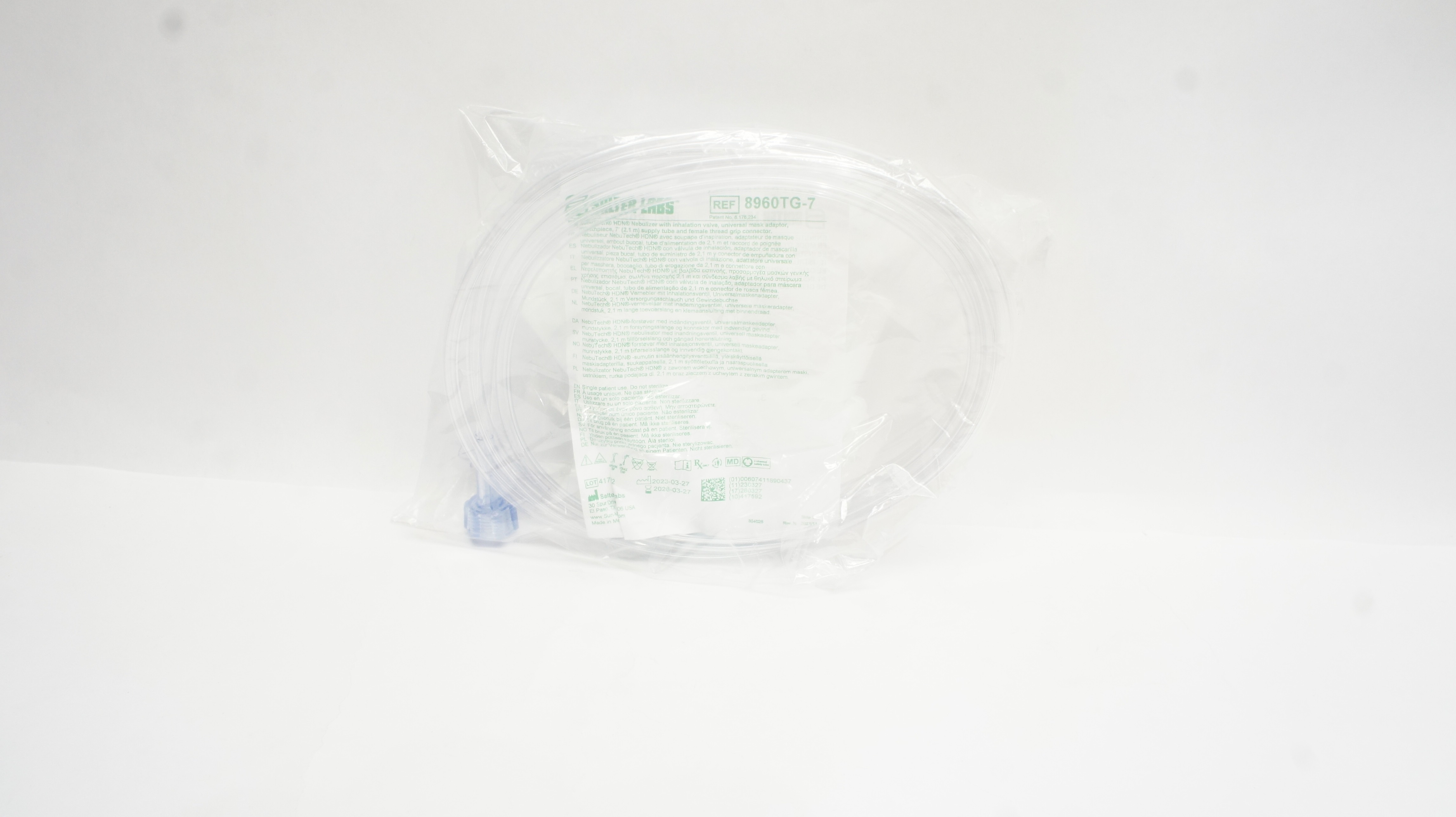 Salter Labs 8960TG-7 NebuTech HDN Nebulizer w/Inhalation Valve, 7ft. Supply Tube