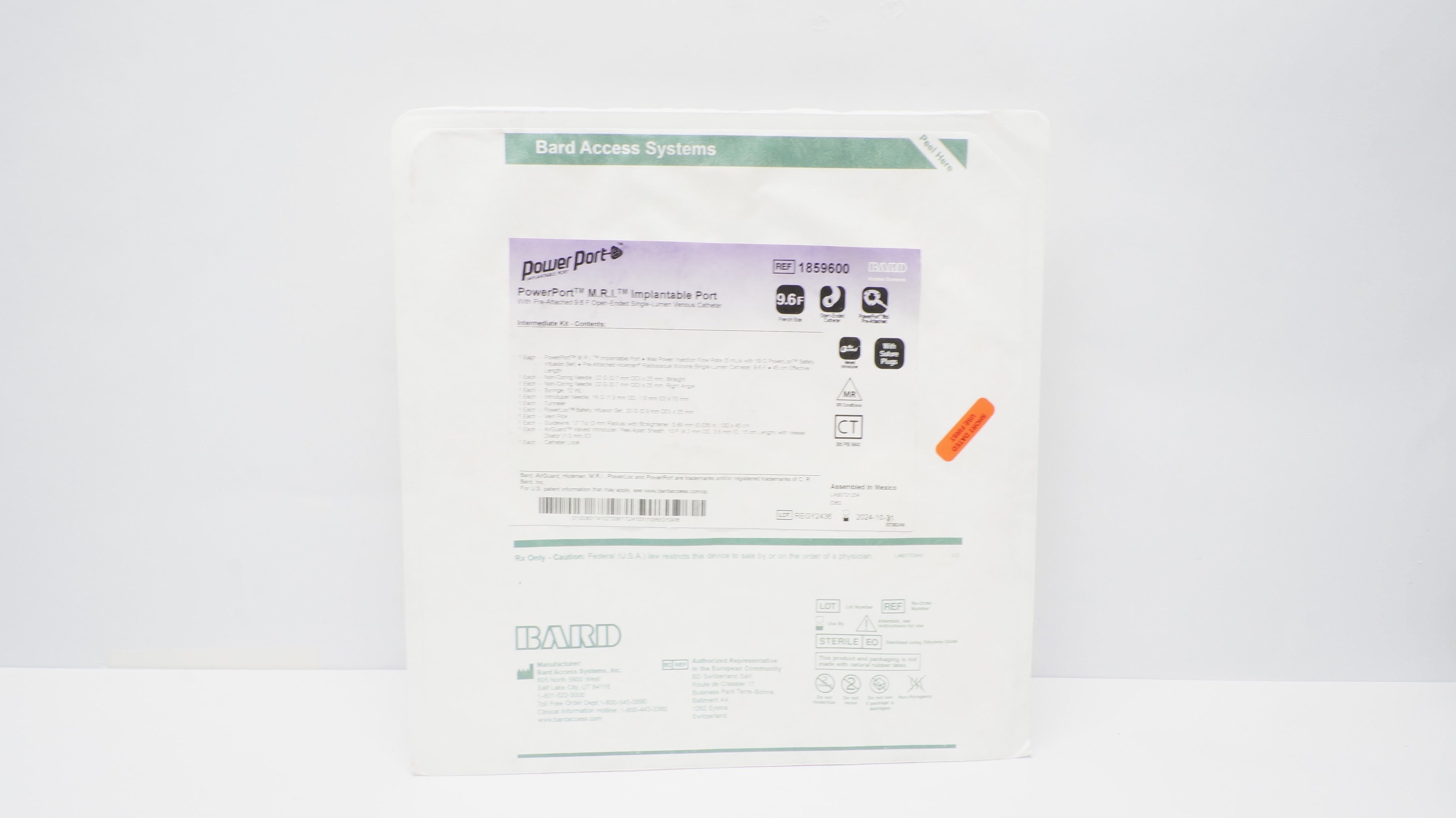 BARD 1859600 PowerPort M.R.I. Implantable Port Intermediate Kit (x)