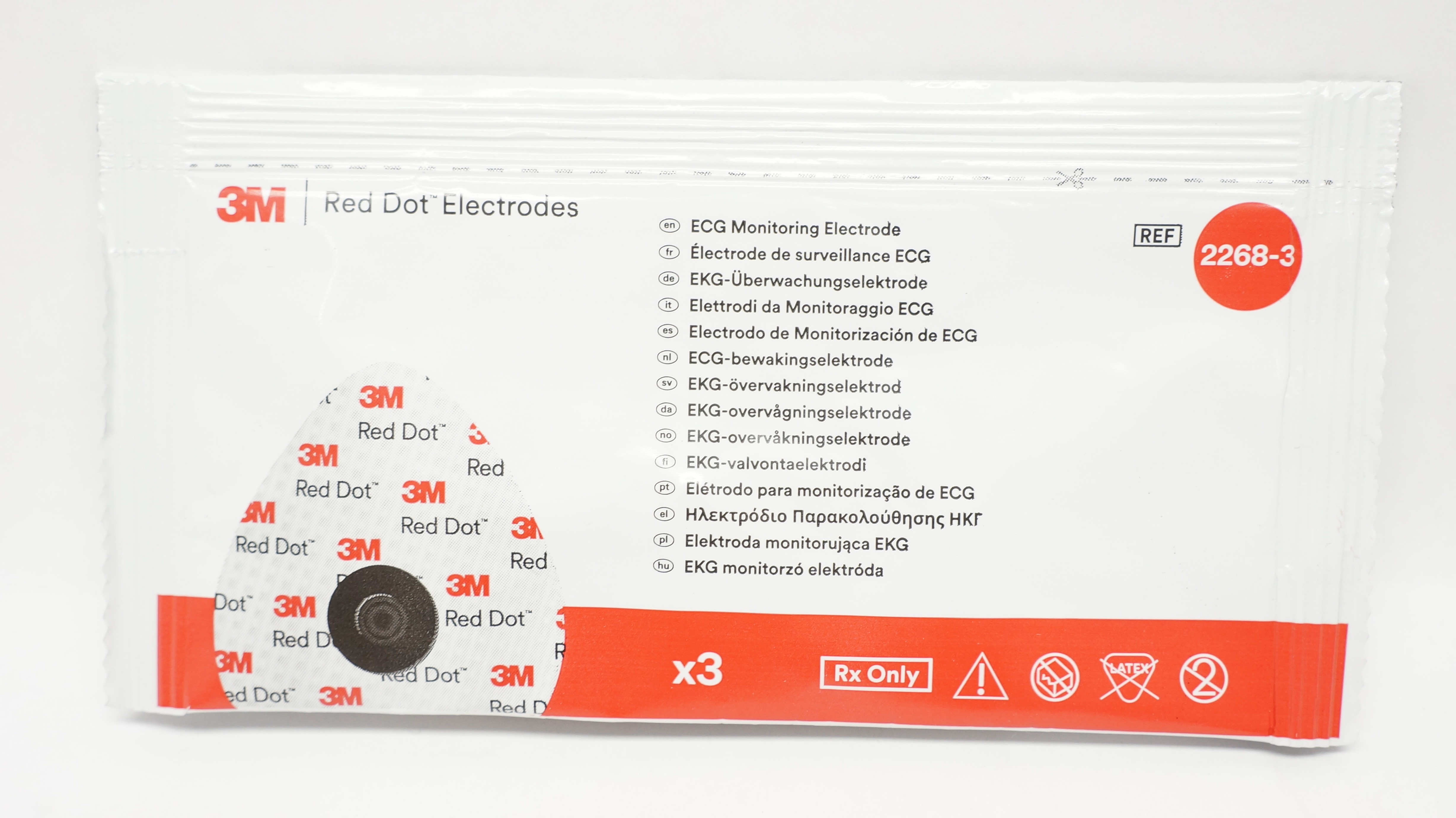3M 2268-3 Red Dot ECG Monitoring Electrode (x) - Pack of 3