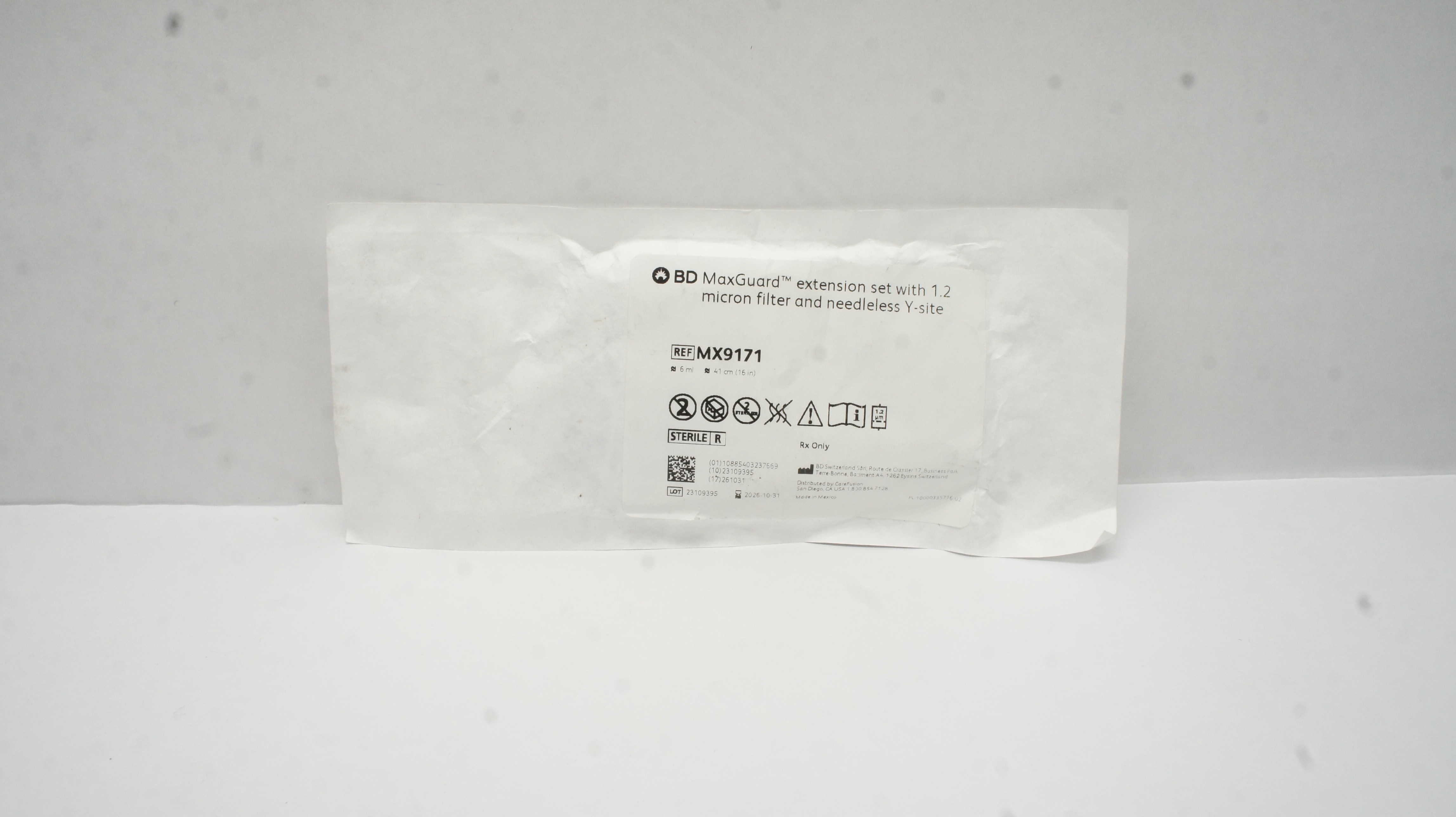 BD MX9171 MaxGuard Extension Set w/1.2 Micron Filter & Ndleless Y-Site