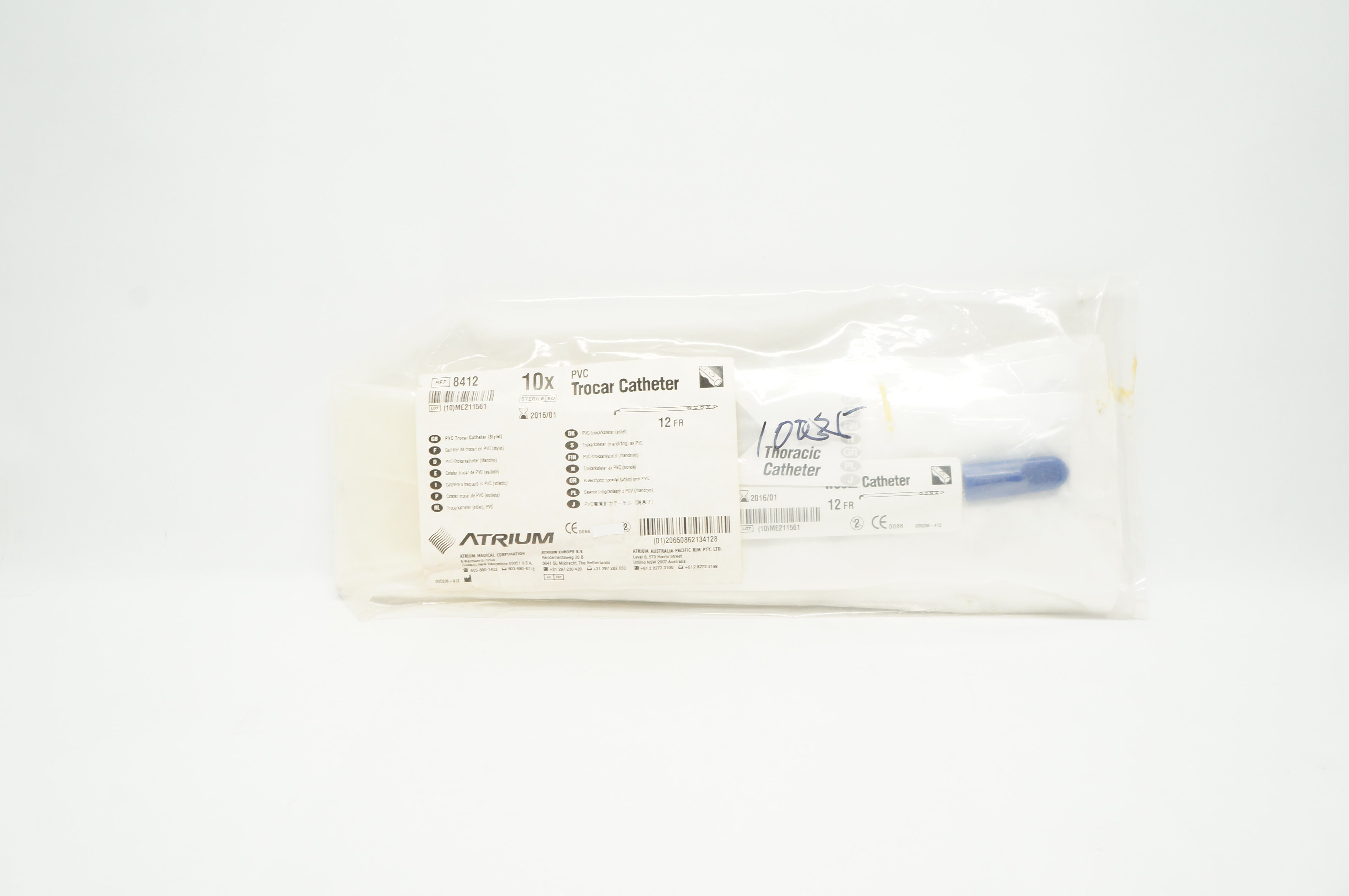 Atrium 8412 PVC Trocar Cath. 12Fr (x) - Pack of 10