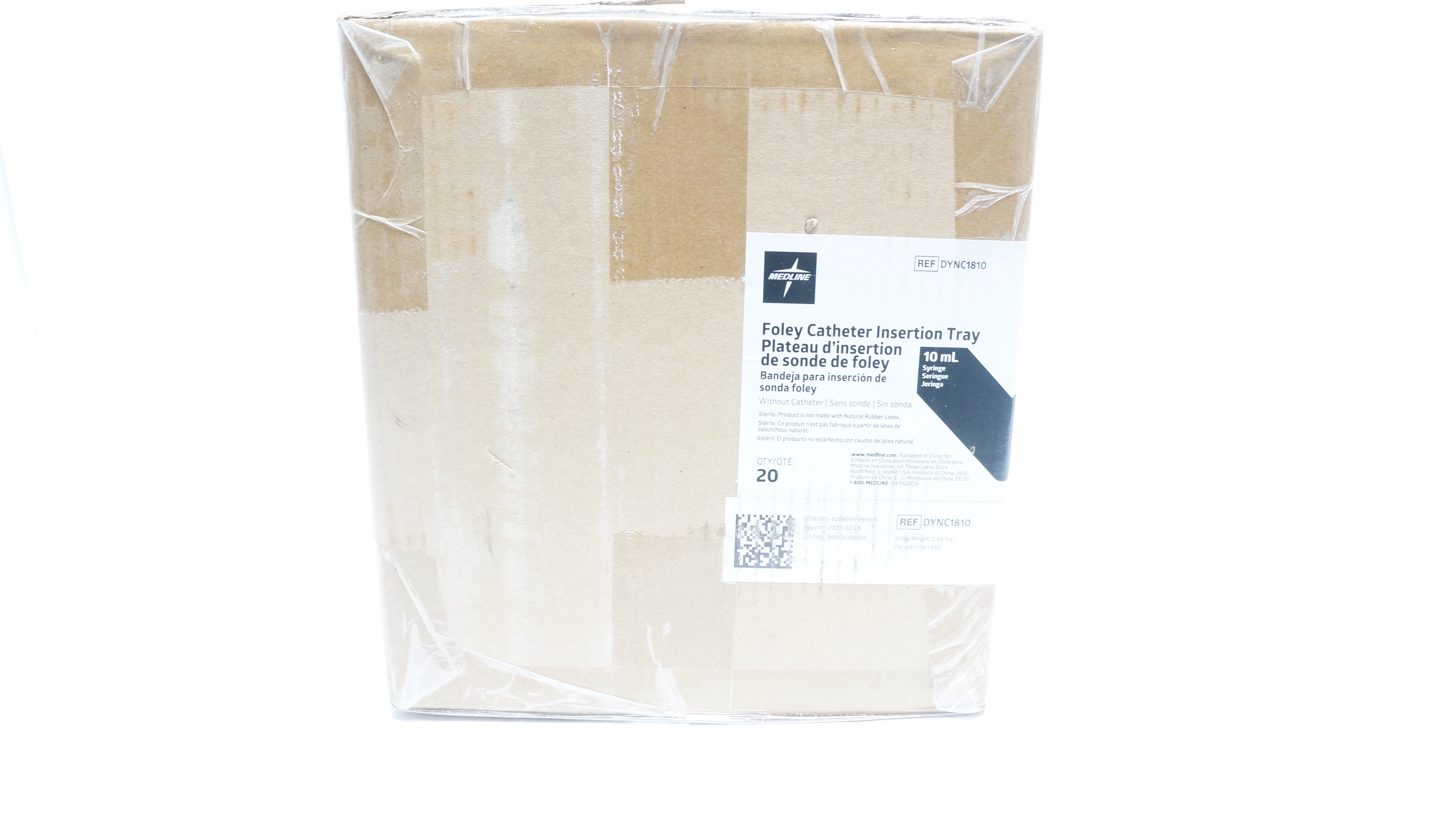 Medline DYNC1810 Foley Catheter Insertion Tray - Box of 20