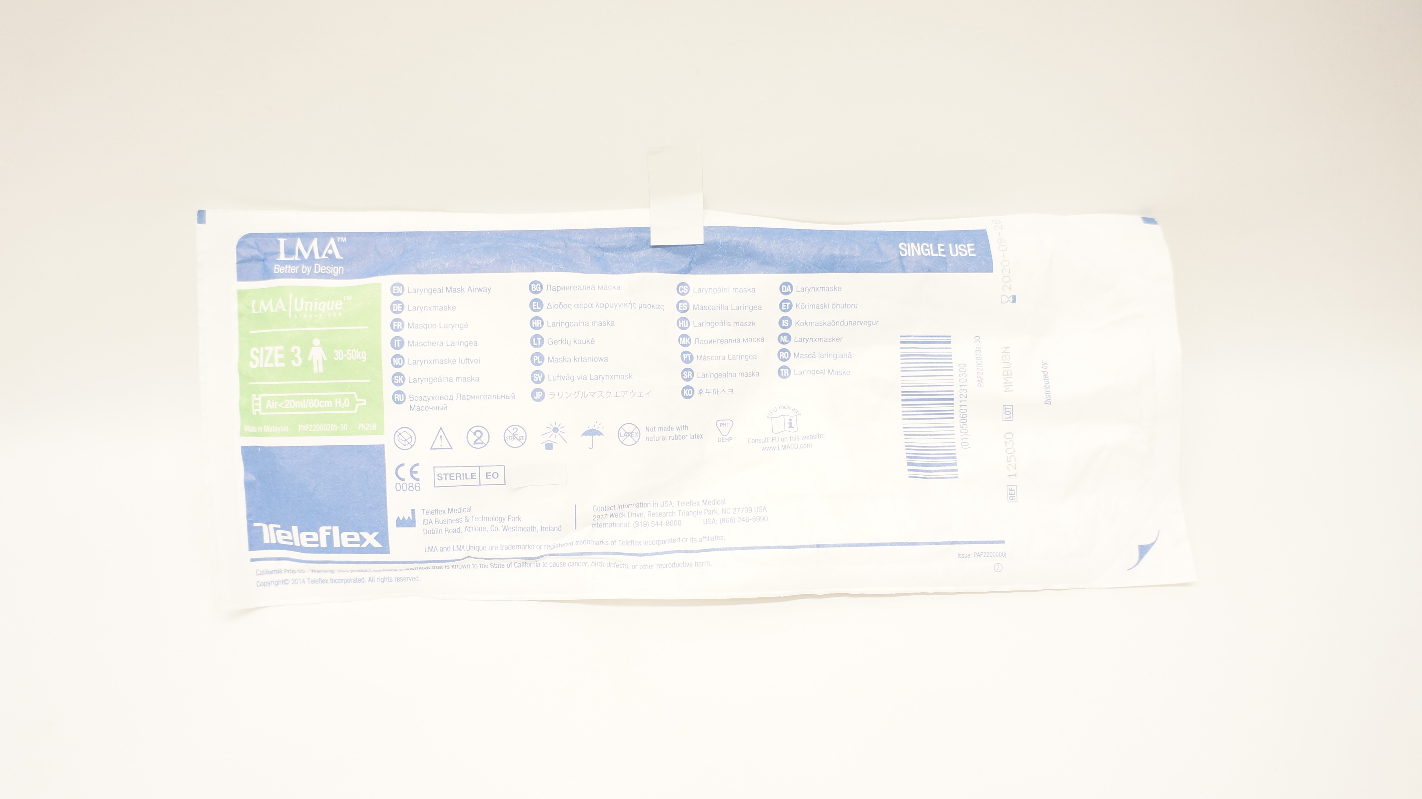 Teleflex 125030 LMA Laryngeal Mask Airway Size 3 30-50kg (x)