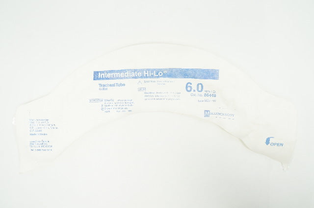 Mallinckrodt 86448 Intermediate Hi-Lo Tracheal Tube Cuffed 6.0 x 8.2mm