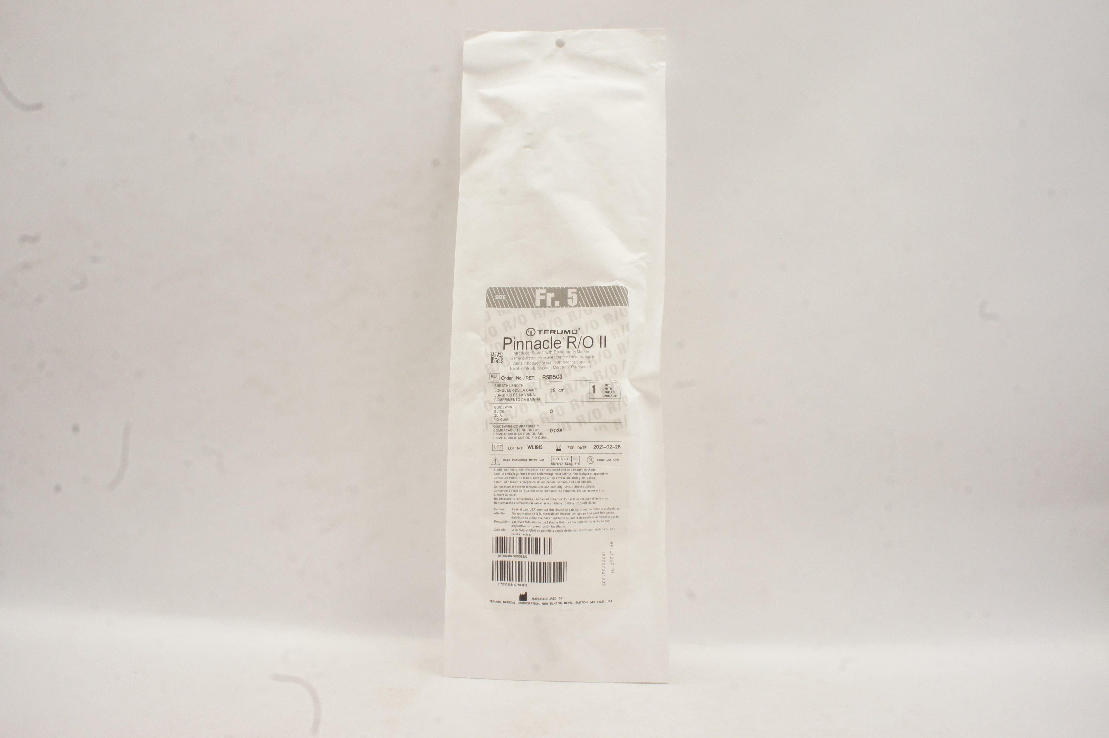 Terumo RSB503 Pinnacle R/O II Introducer Sheath 5Fr. x 25cm (x)