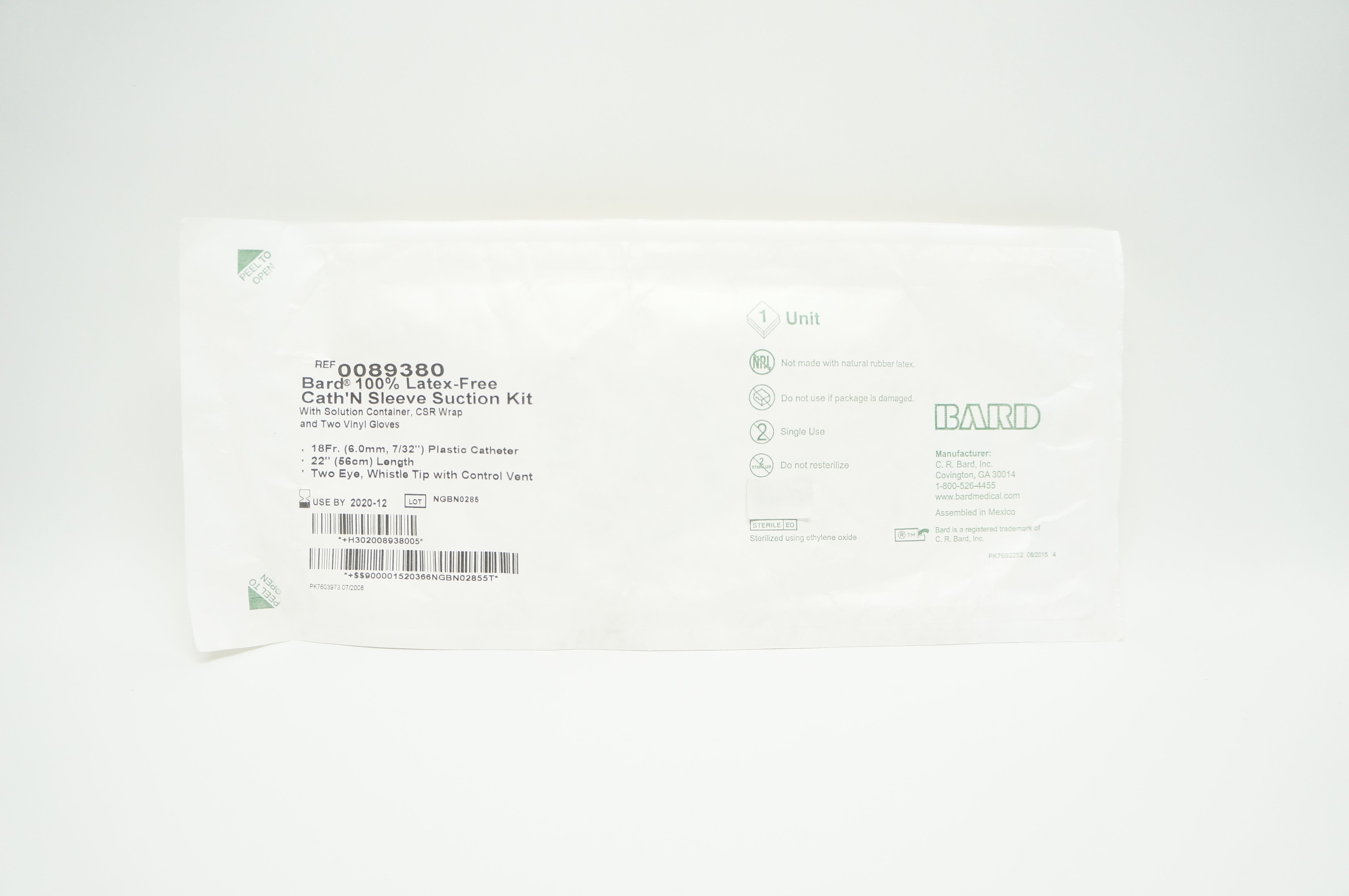 Bard 0089380 Davol Cath'N Sleeve Suction Kit 18Fr x 22 inch (x)