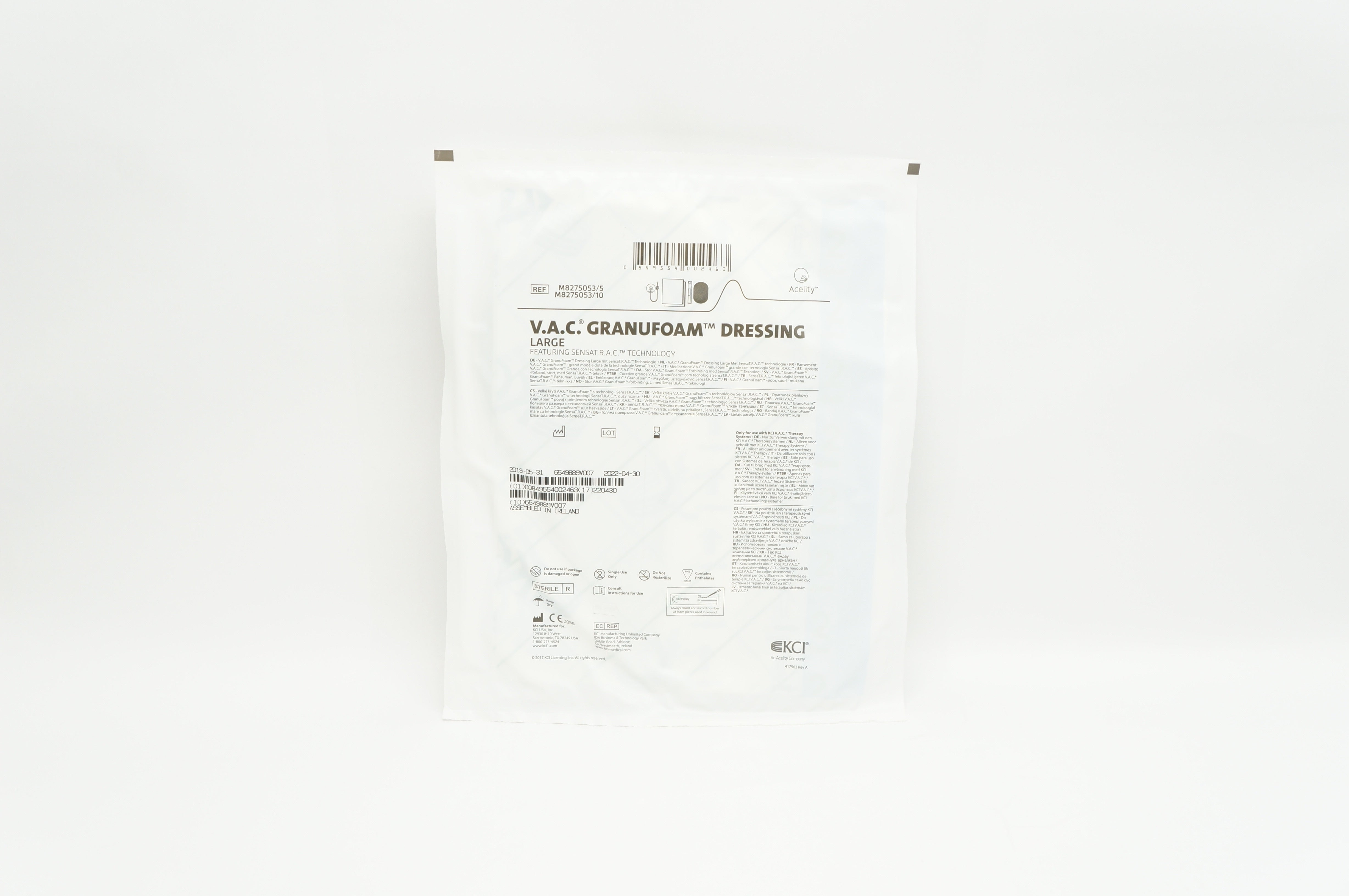 KCI M8275053/5 V.A.C. Granufoam Dressing, Large