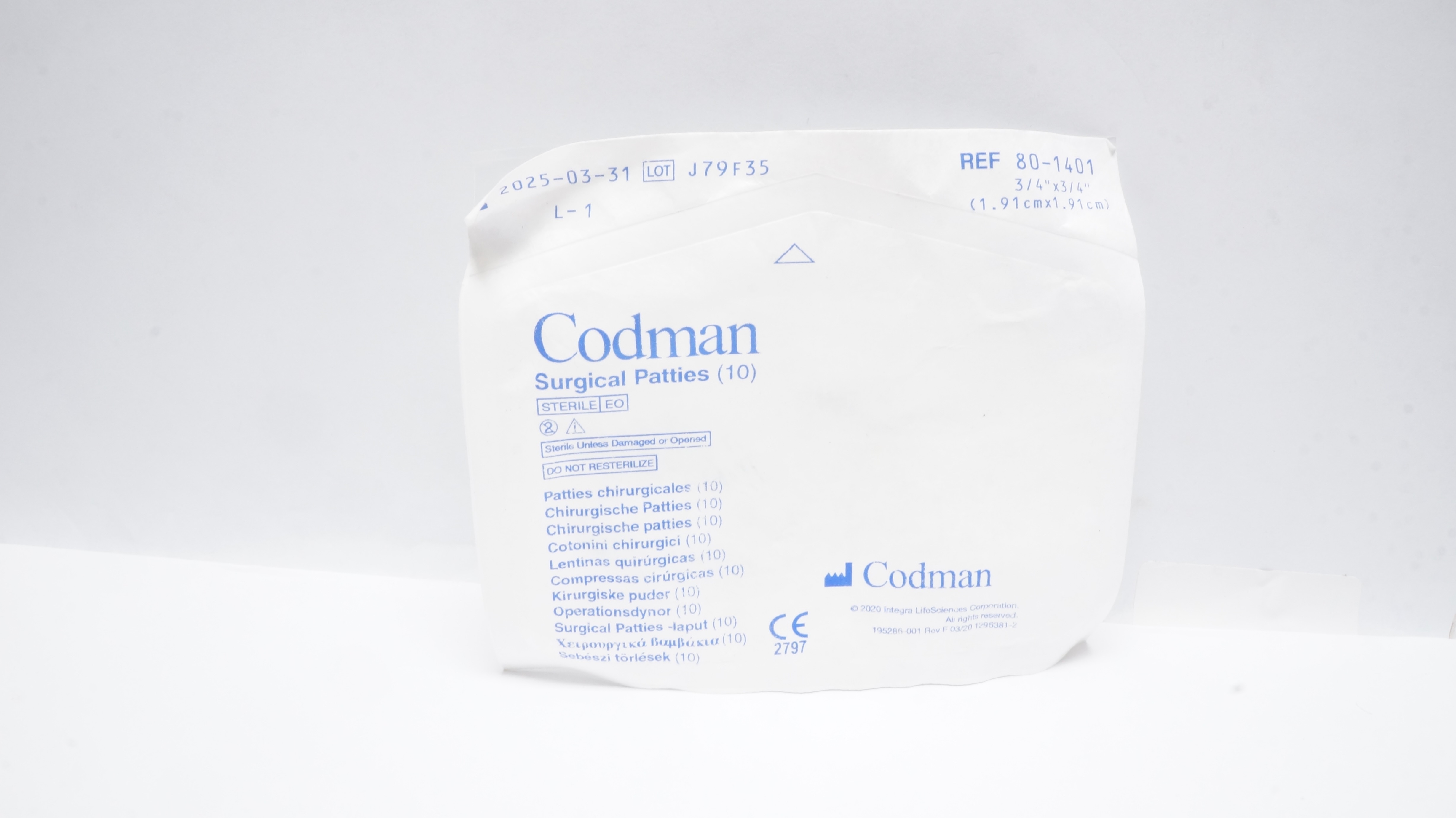 Codman 80-1401 Surgical Patties 0.75 x 0.75 inch (x) - Pack of 10
