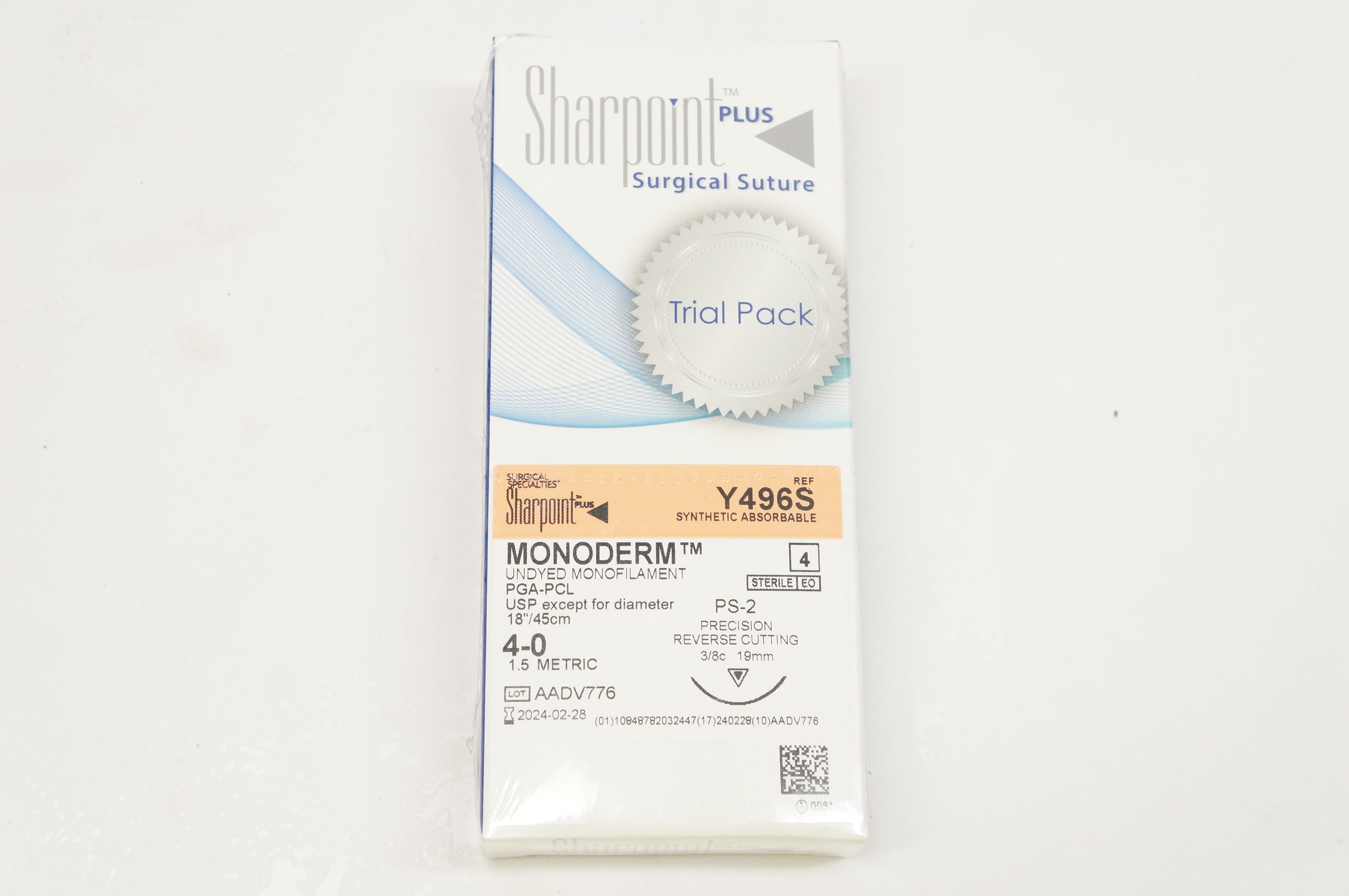Surgical Specialties Y496S 4-0 MONODERM, PS-2, 3/8c 19mm, 18inch