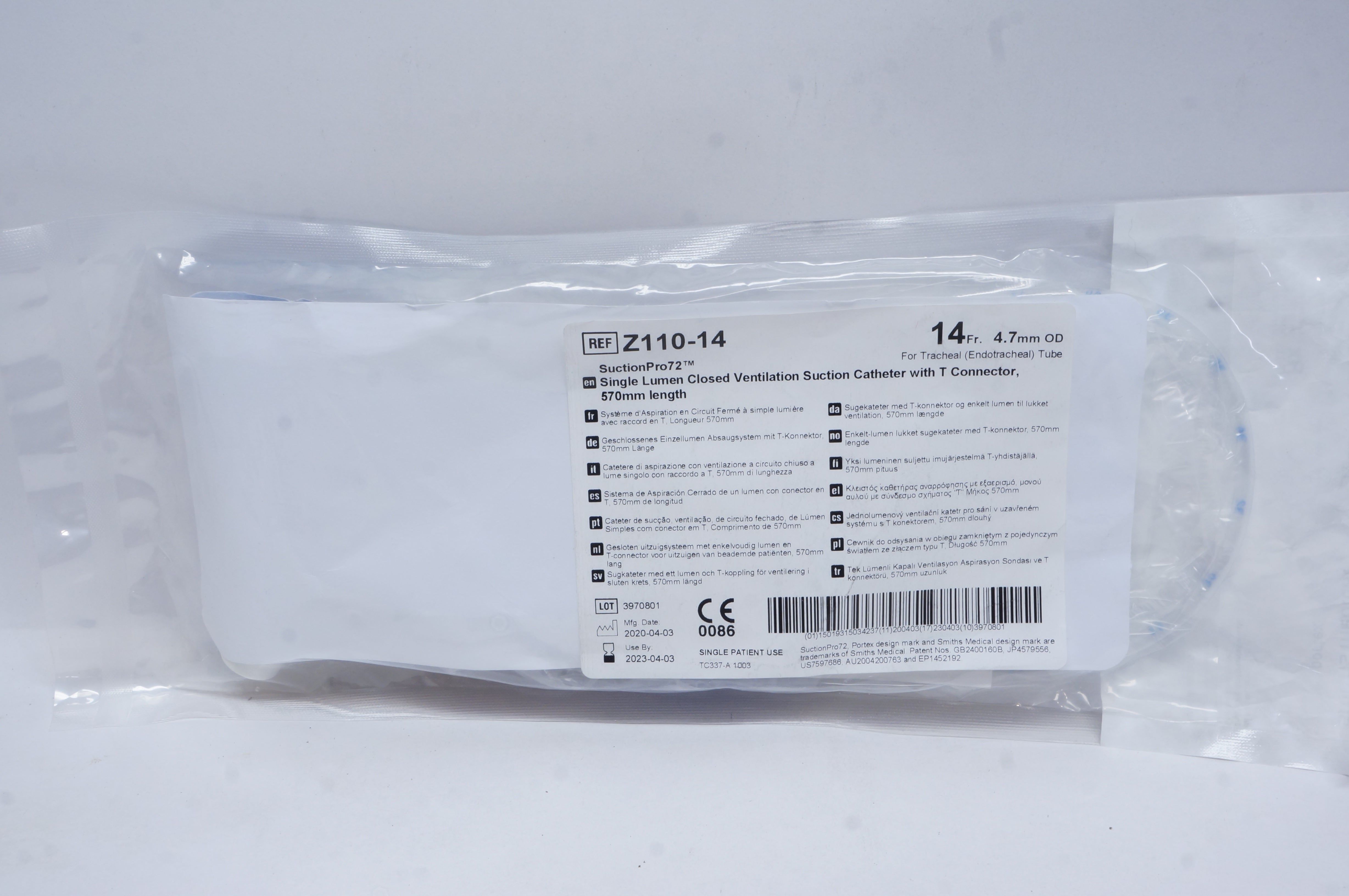 Smiths Medical Z110-14 SuctionPro72 Lumen Closed Ventilation Cath. 14Fr. x 4.7mm