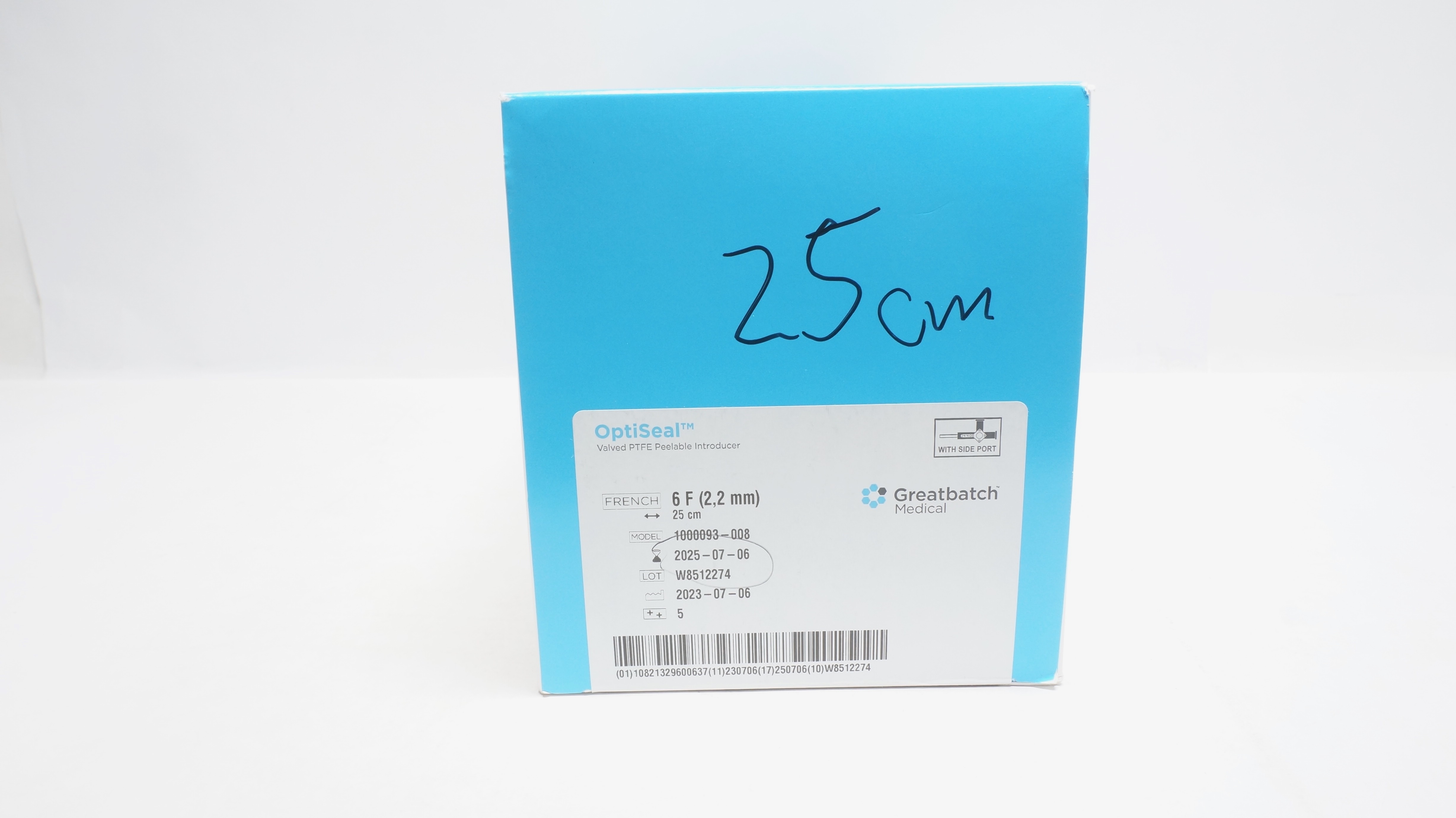 Greatbatch 1000093-008 OptiSeal Valved PTFE Peelable Introducer 6F -Box of 5 (x)