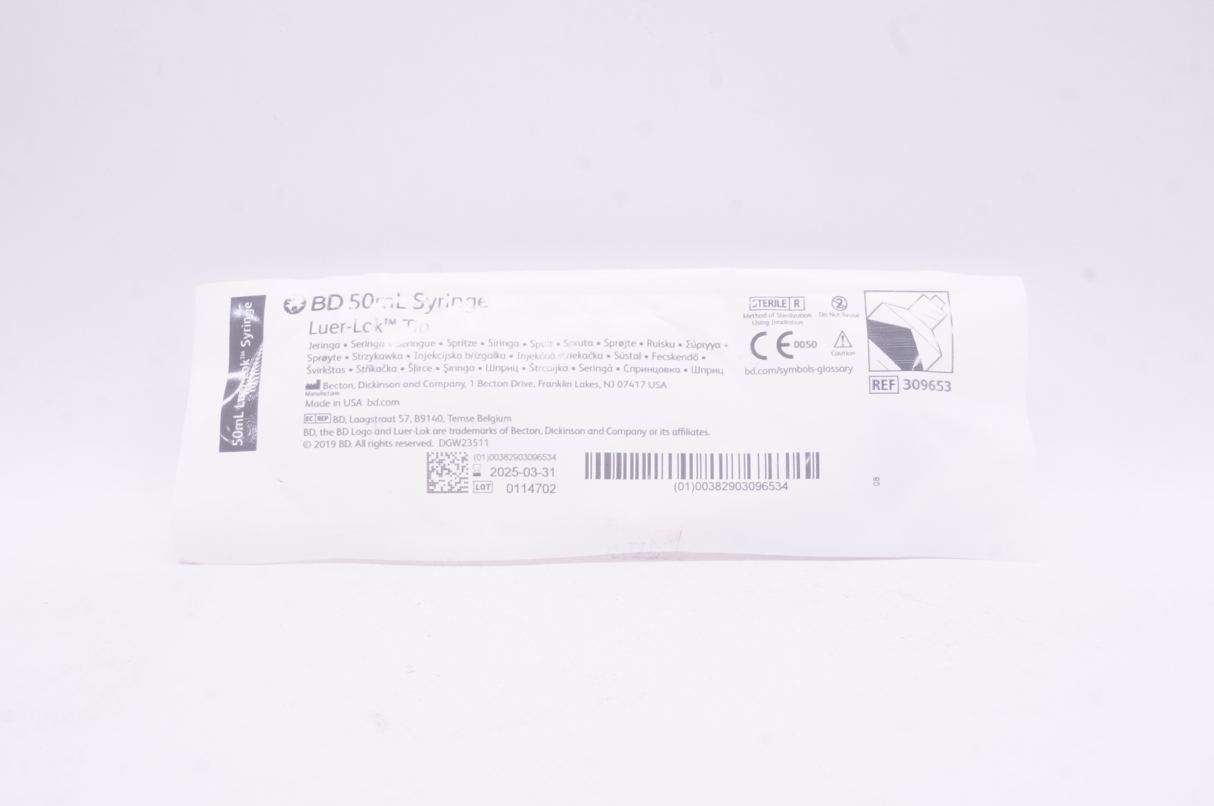 BD 309653 50ml Syringe Luer-Lok Tip
