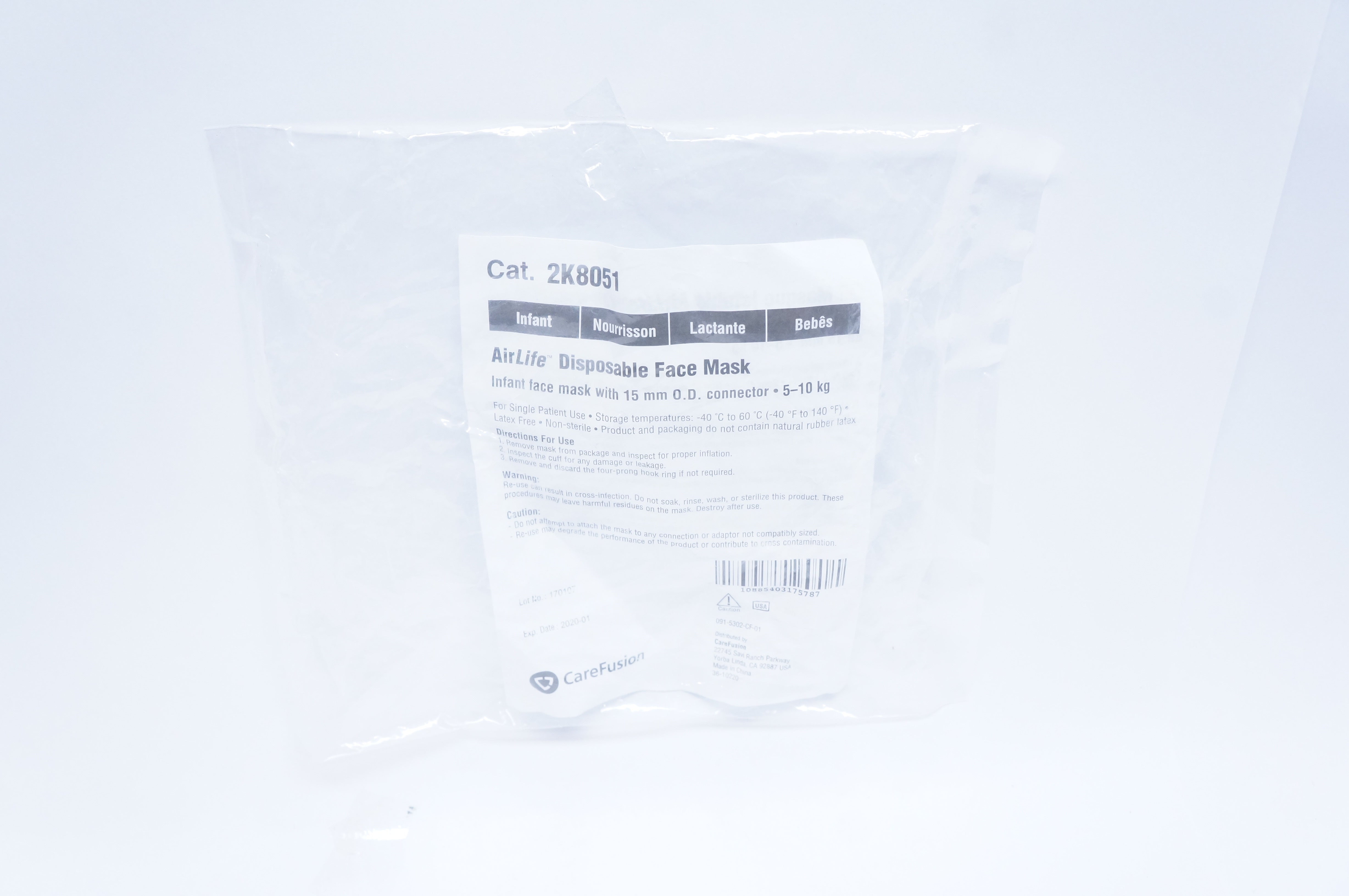 CareFusion 2K8051 AirLife Disposable Face Mask 15mm (x)