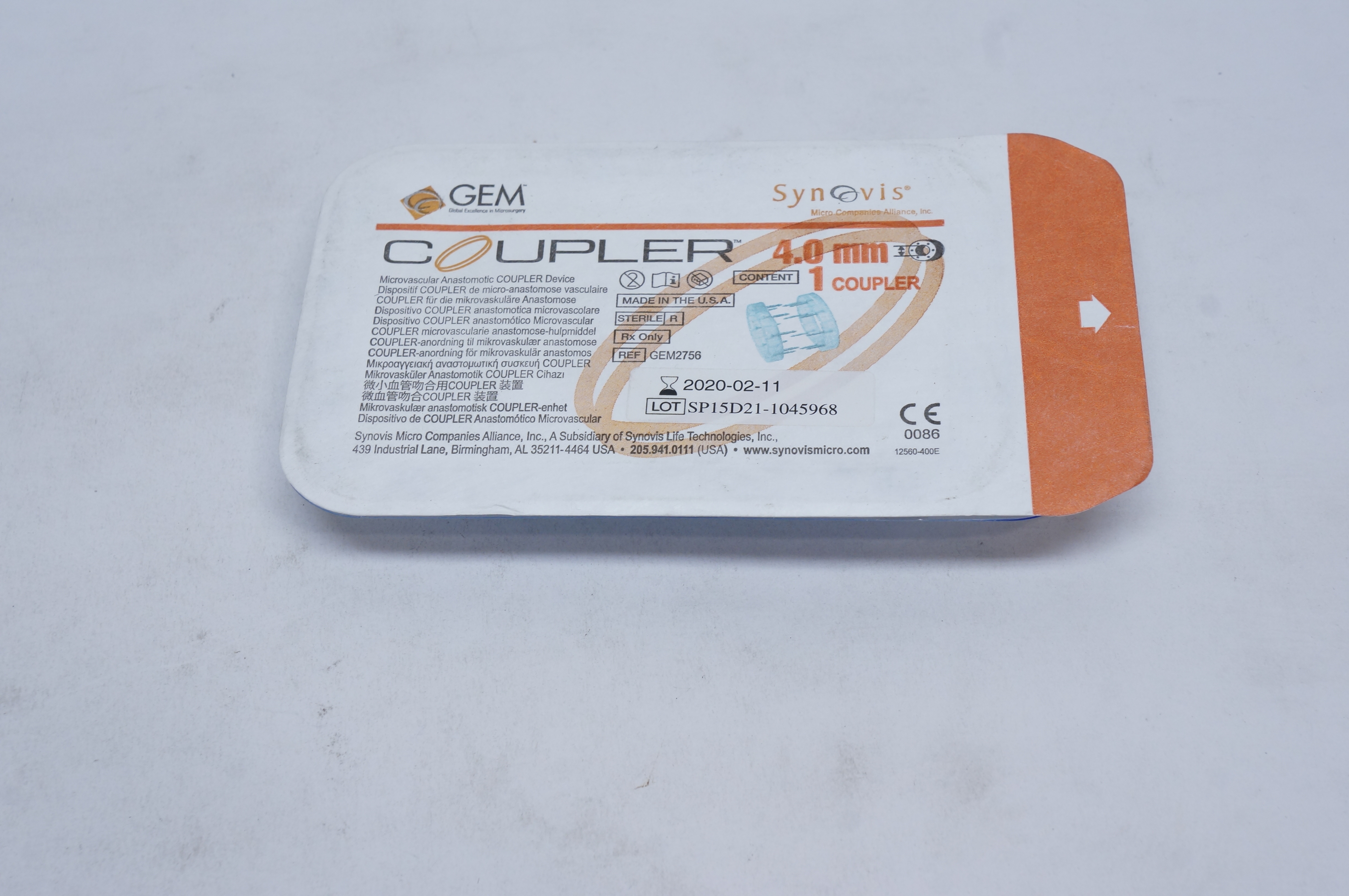 Synovis GEM2756 GEM Microvascular Anastomotic COUPLER Device 4.0mm (x)