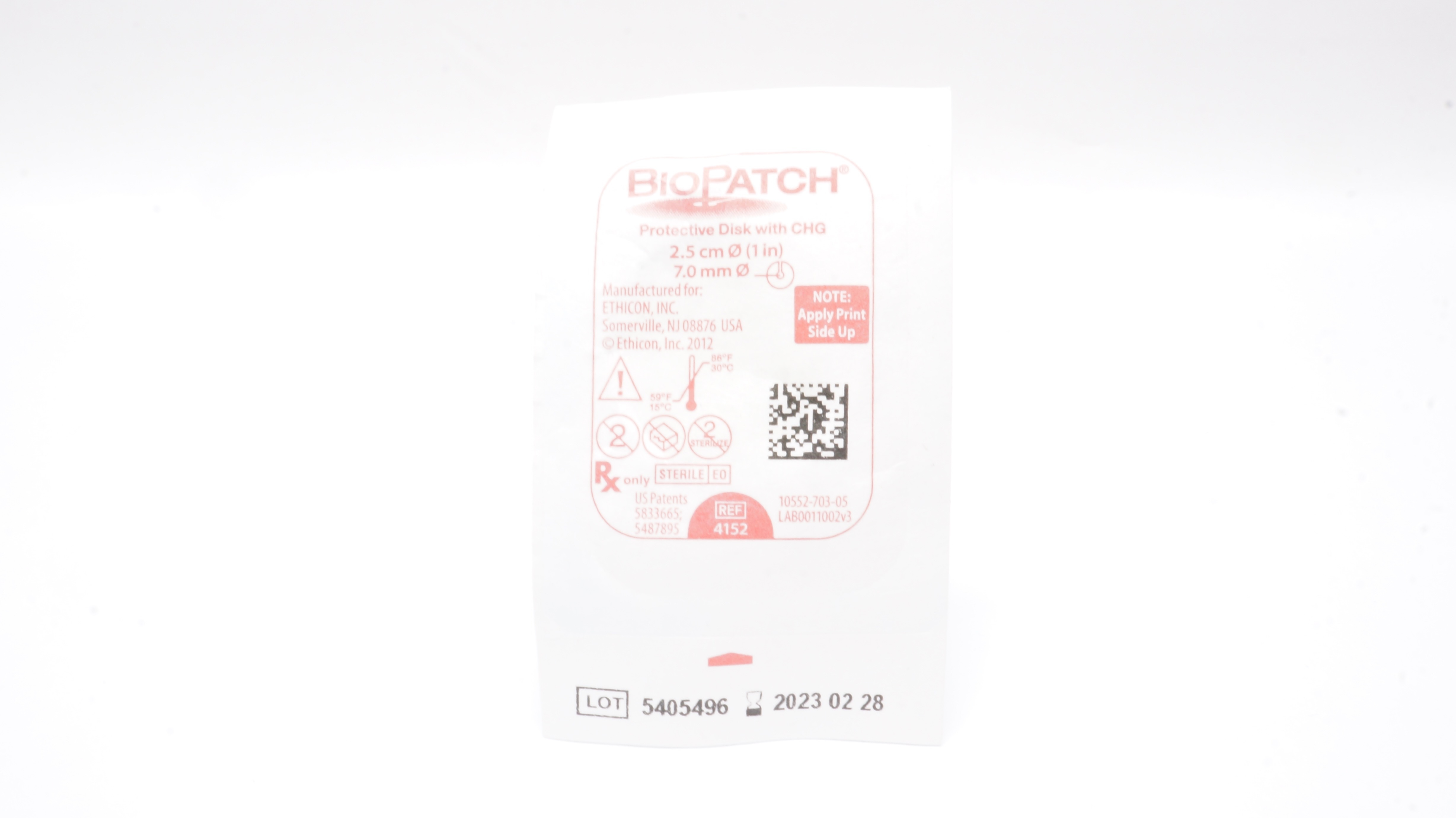 Ethicon 4152 BioPatch Protective Disk with GHG 1inch x 7.0mm (x)