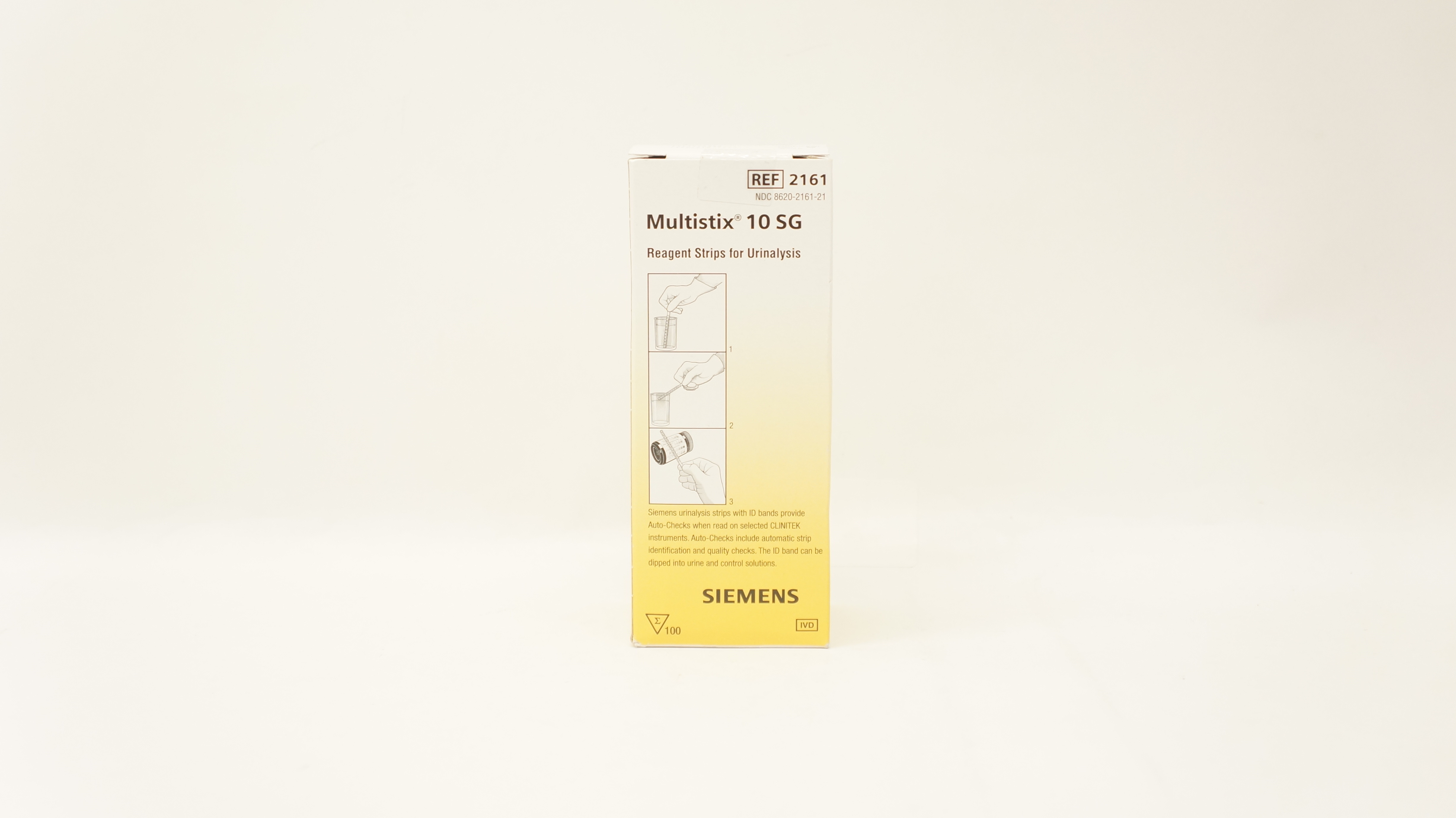 Siemens 2161 Multistix 10 SG Reagent Strips for Urinalysis - Box of 100