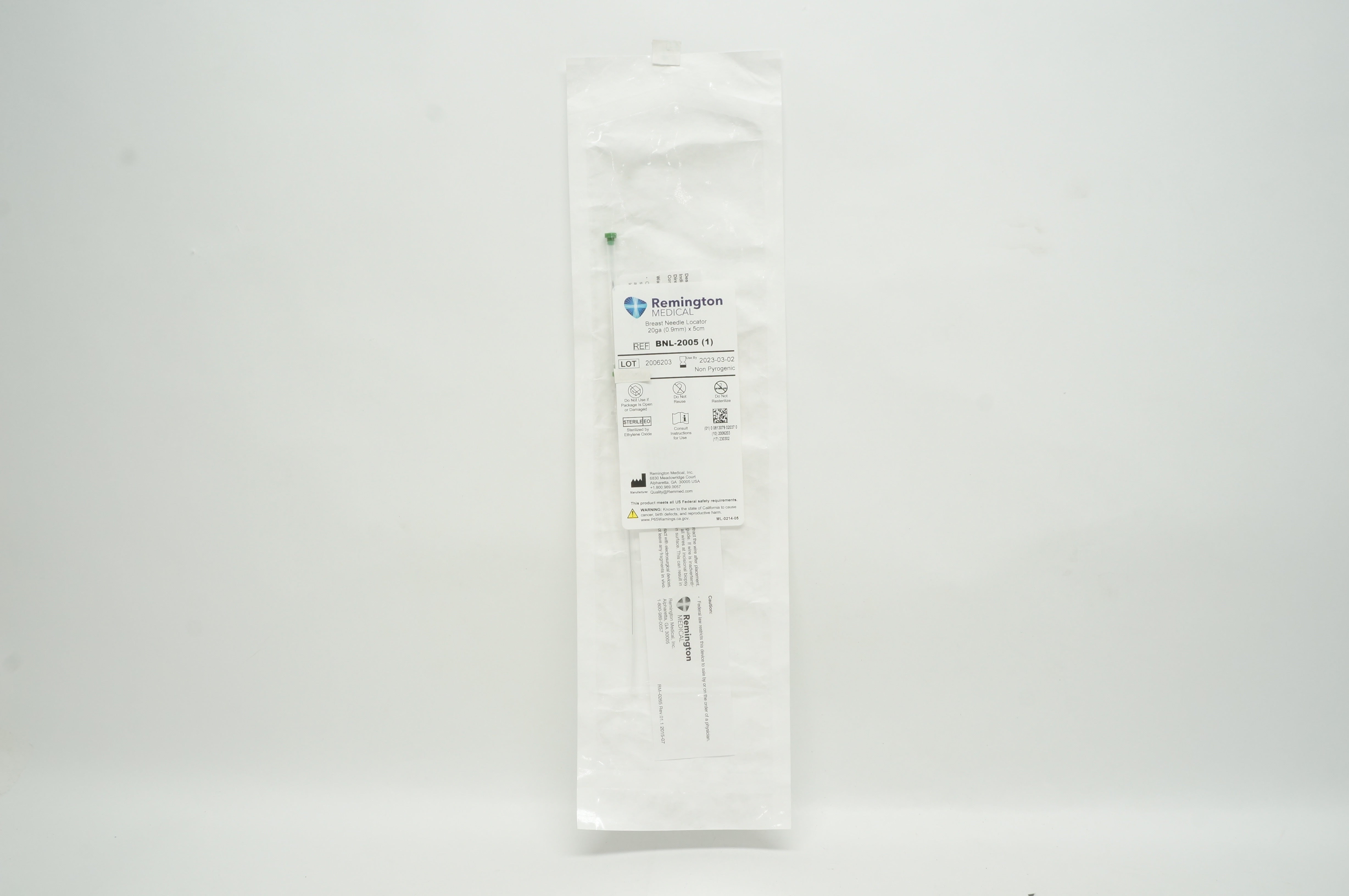 Remington Medical BNL-2005 Breast Needle Locator 20ga x 5cm