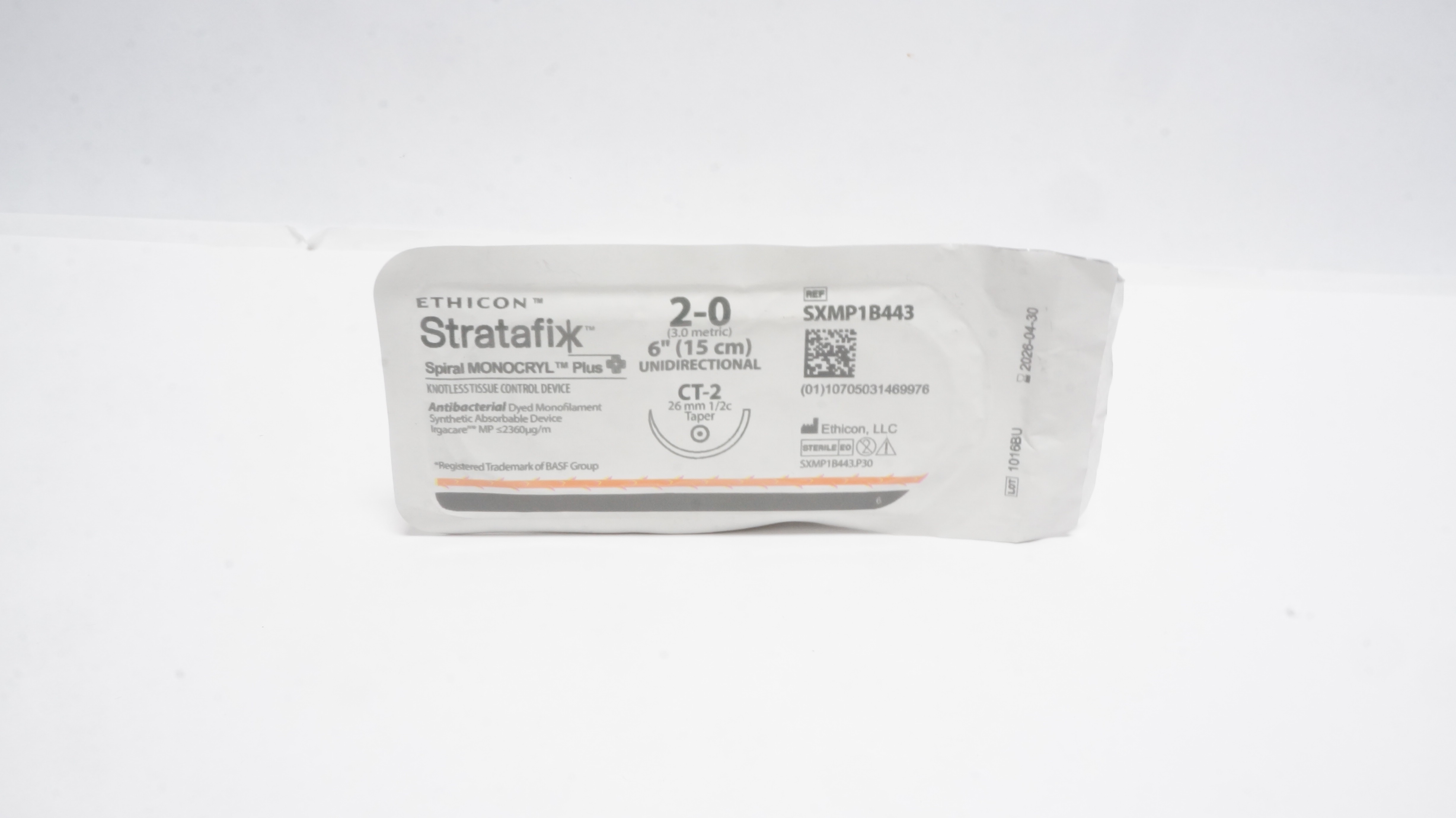 Ethicon SXMP1B443 2-0 Stratafix Spiral Unidirectional 6In CT-2 26mm 1/2Taper