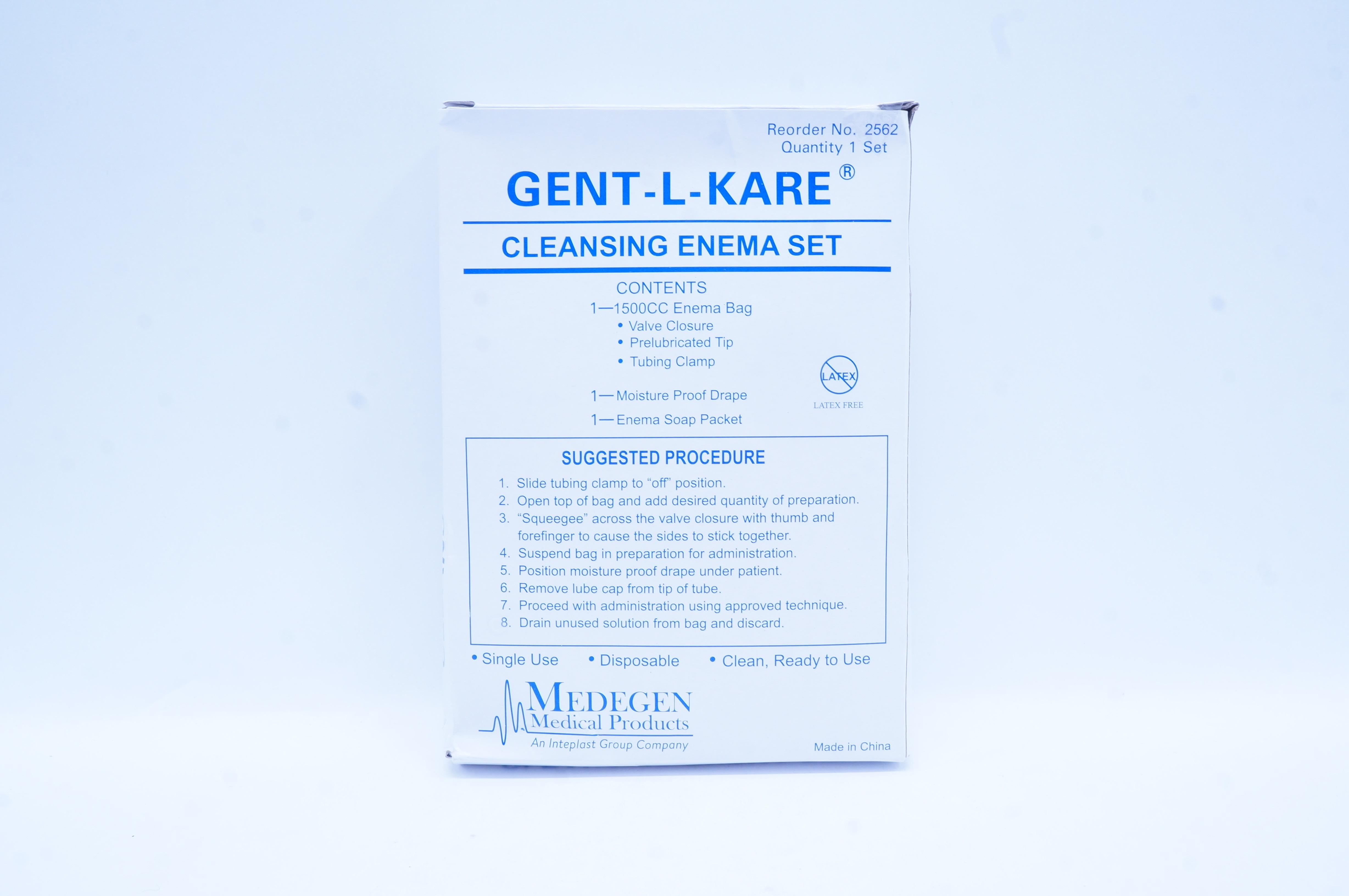Medegen 2562 Gent-L-Kare Cleansing Enema Set