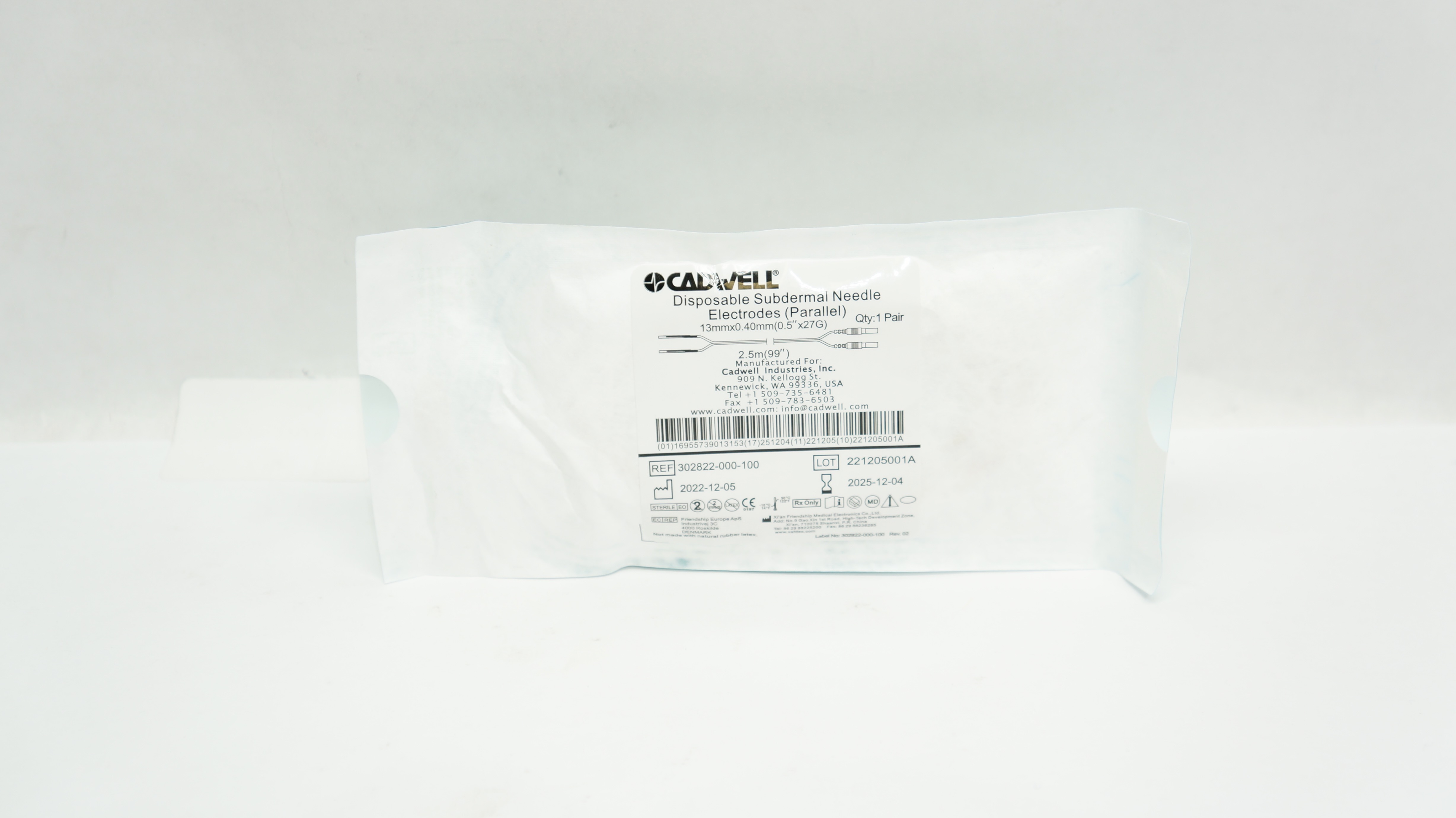 Cadwell 302822-000-100 Disposable Subdermal Ndle Electrodes 27G x 0.5 x 99inch